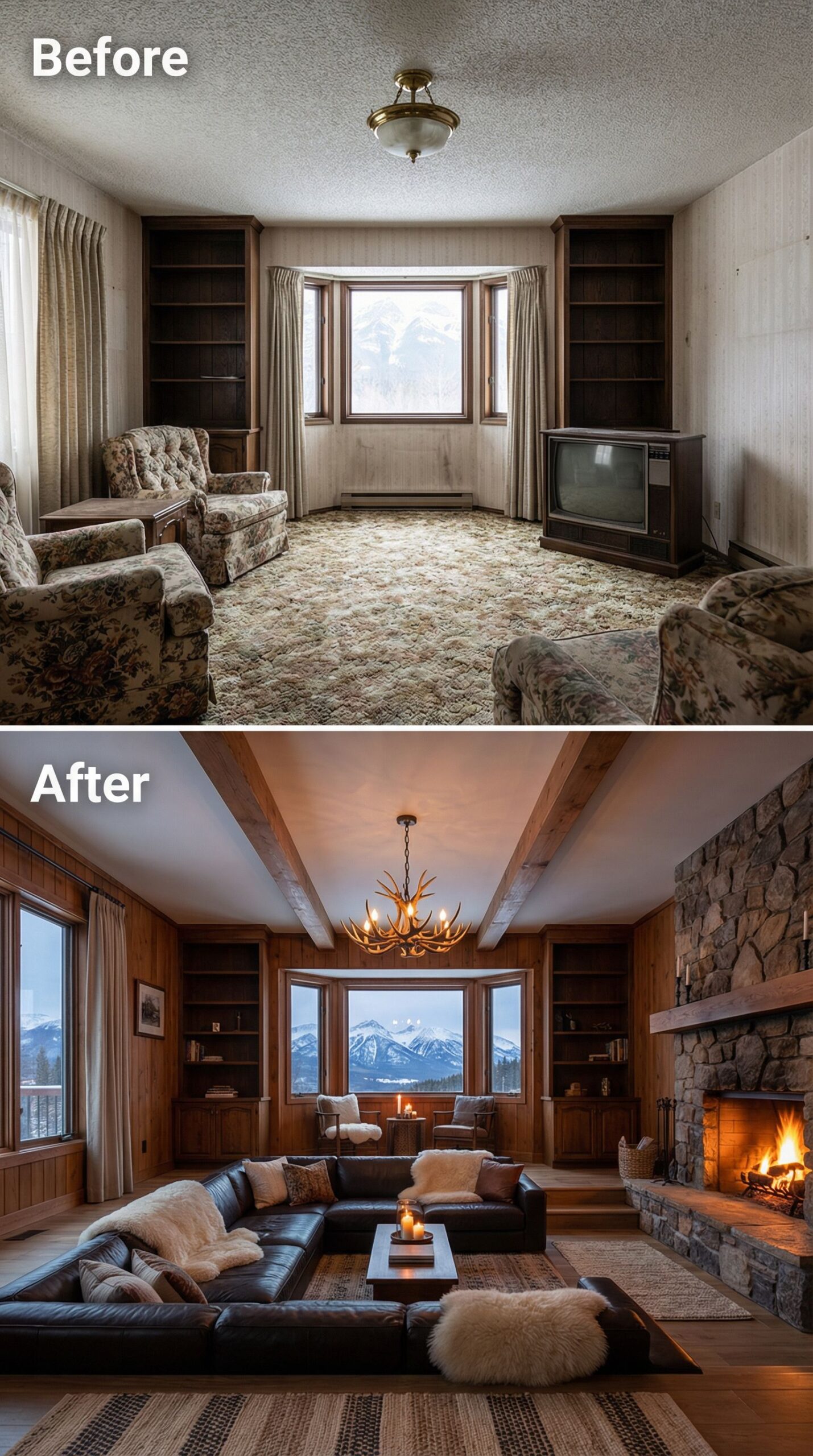 Neglected Sunroom Addition → Bright Conversation Pit