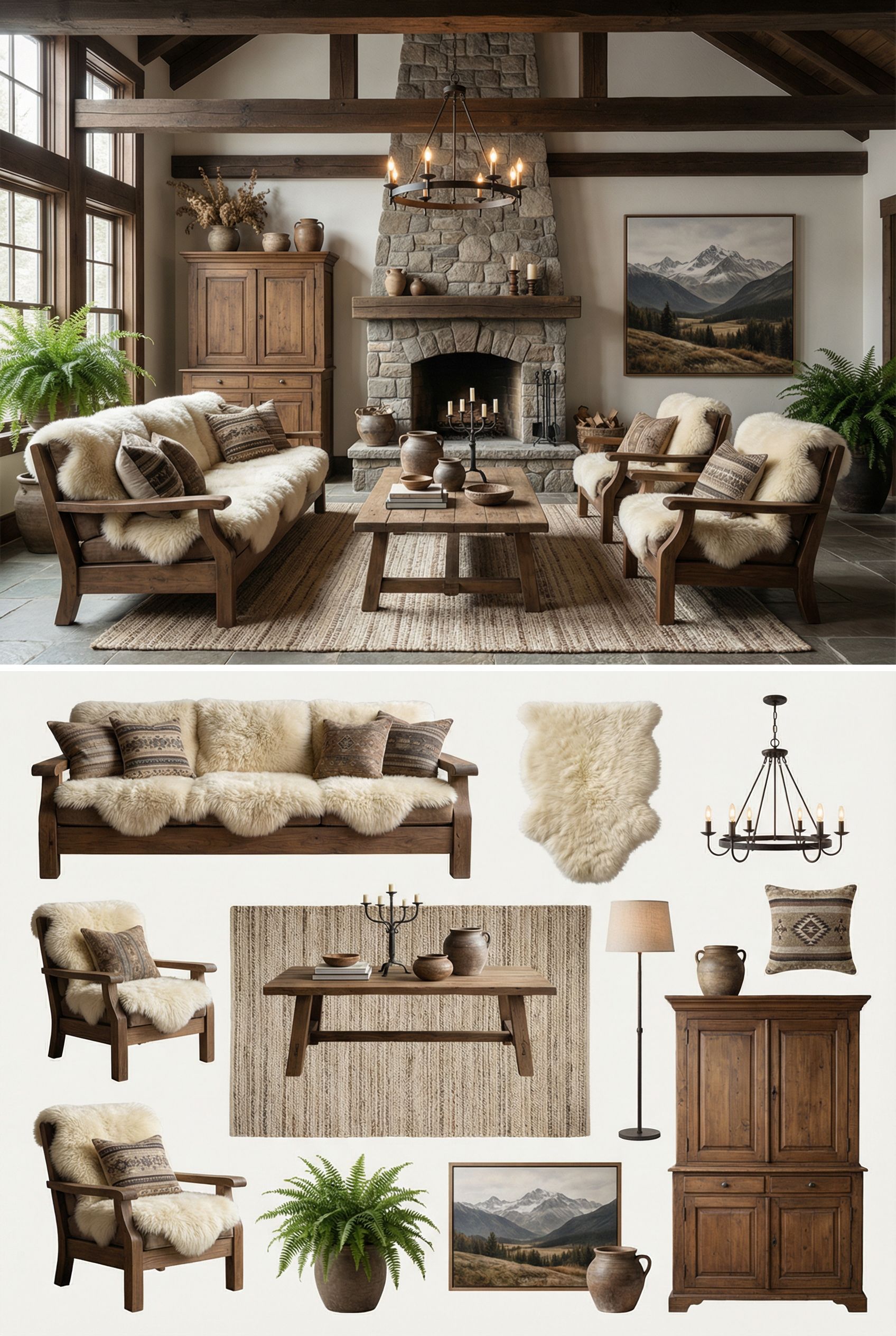 Nordic Medieval Chalet with Sheepskin Throws