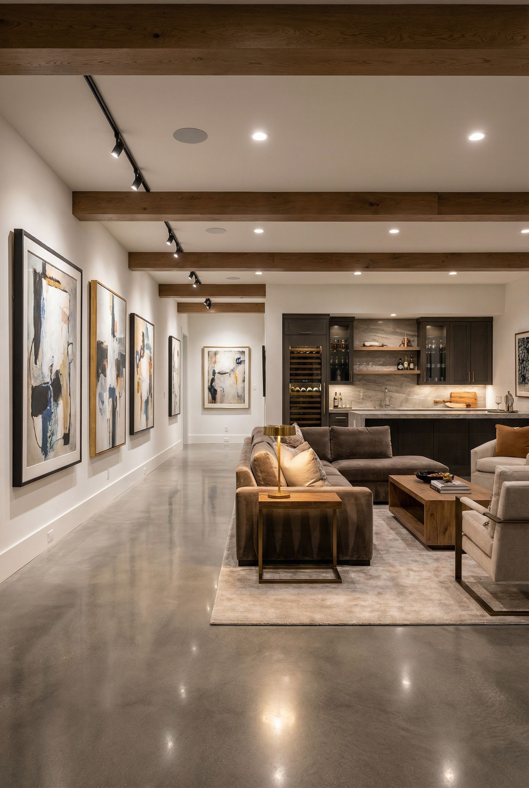 Open Concept Basement Art Gallery Living Area