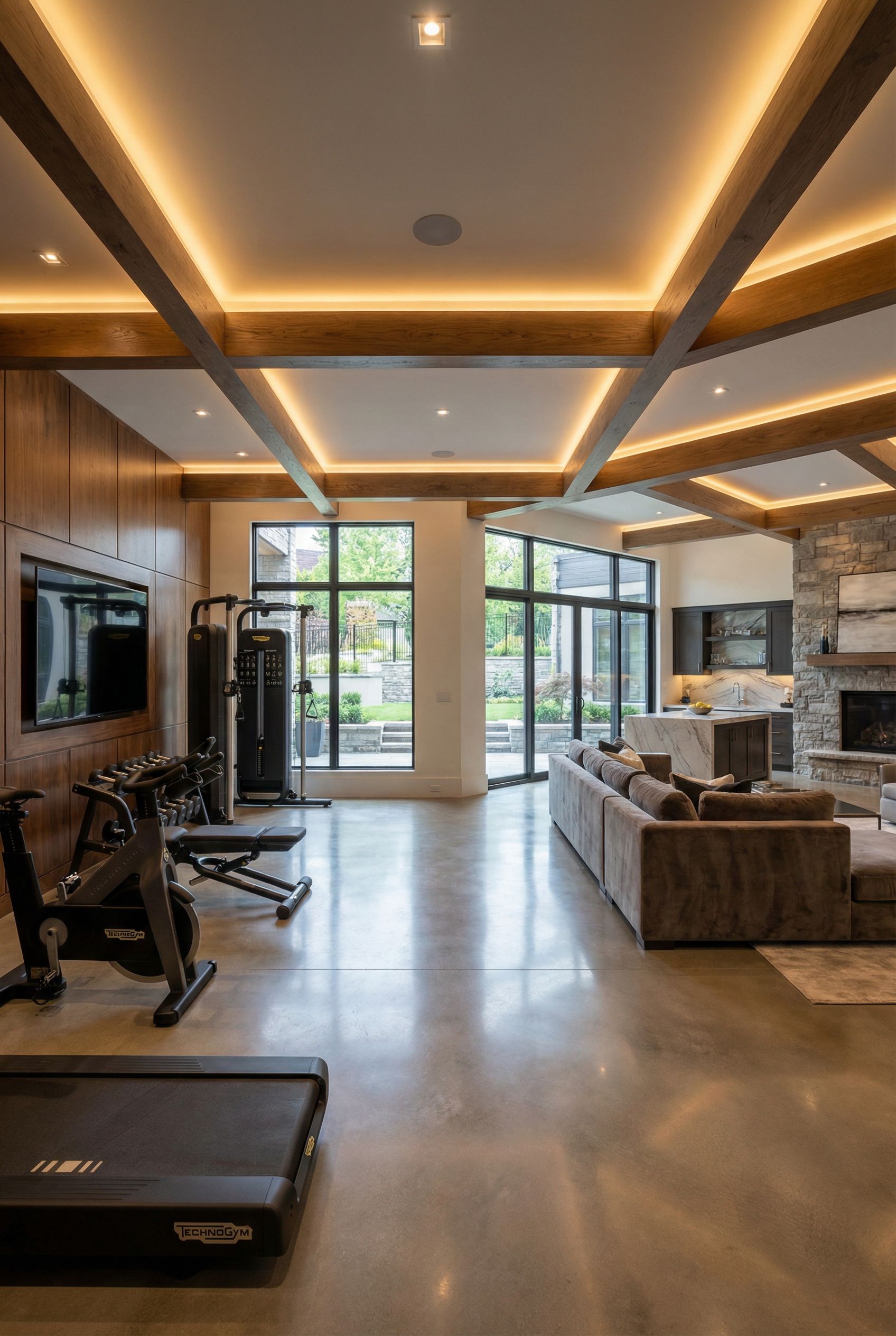 Open Concept Finished Basement Home Gym Sanctuary