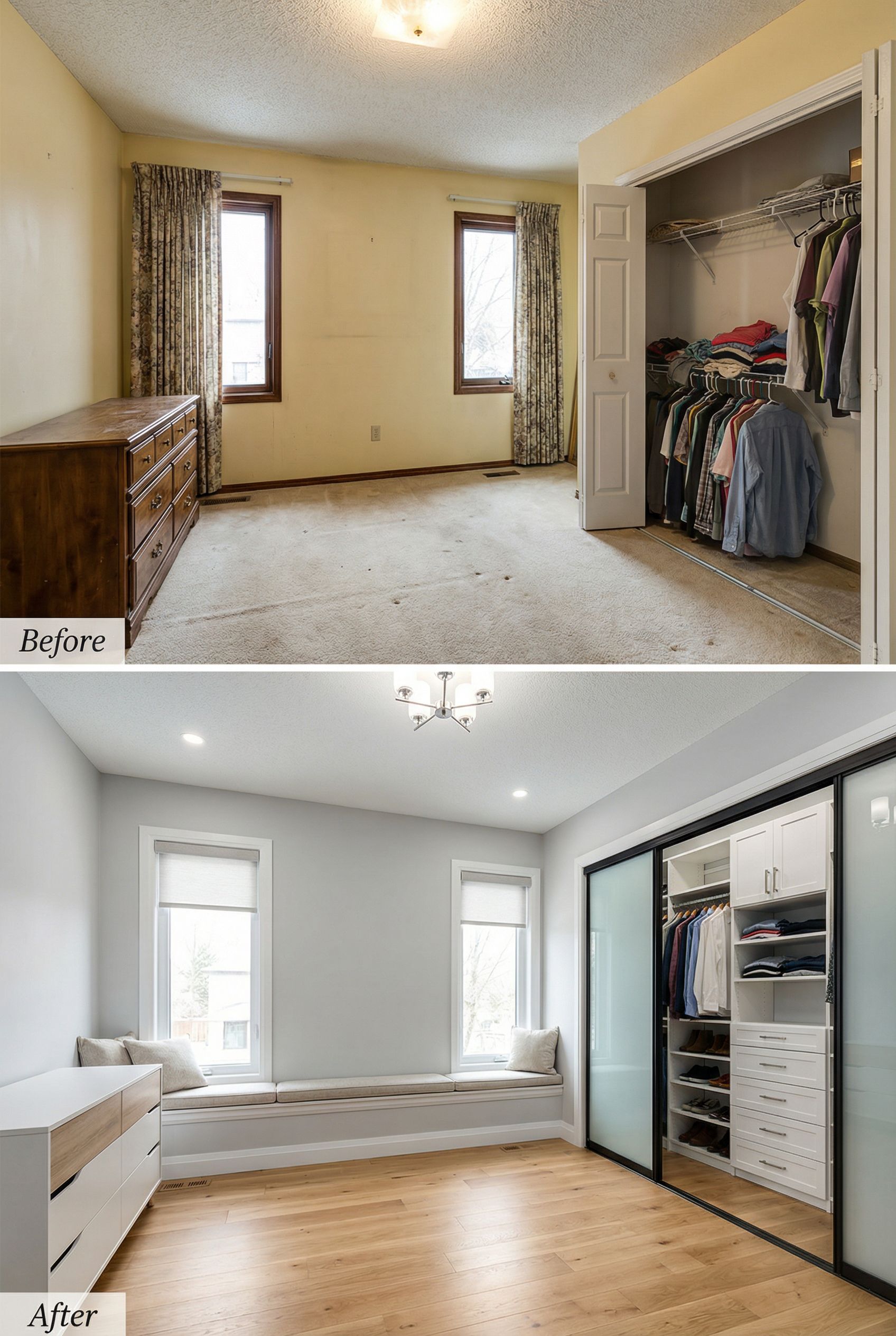Overflowing Linen Closet → Spa-Like Shelves with Baskets and Labels