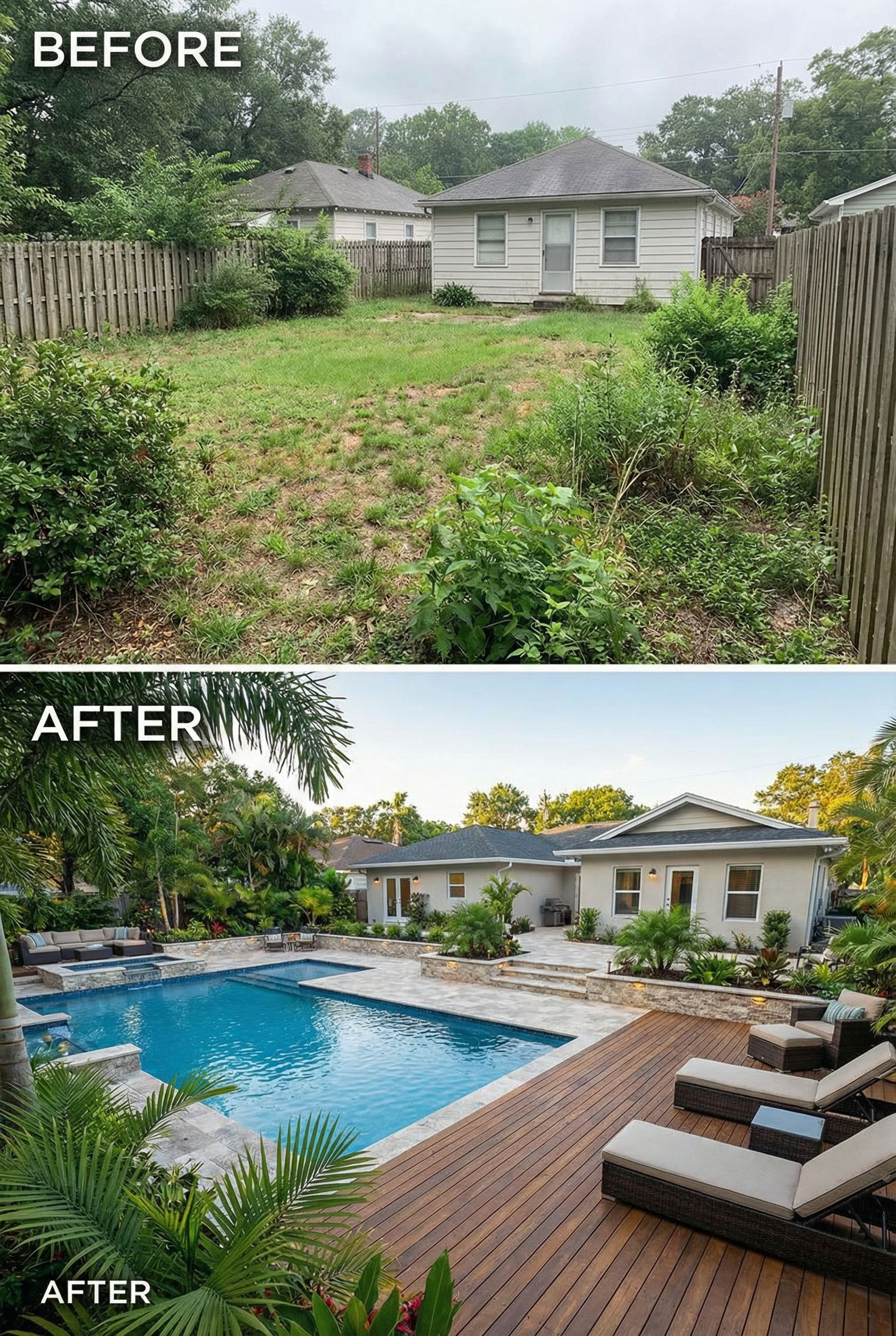 Overgrown Shrub Backyard → Zen Japanese Garden Sanctuary