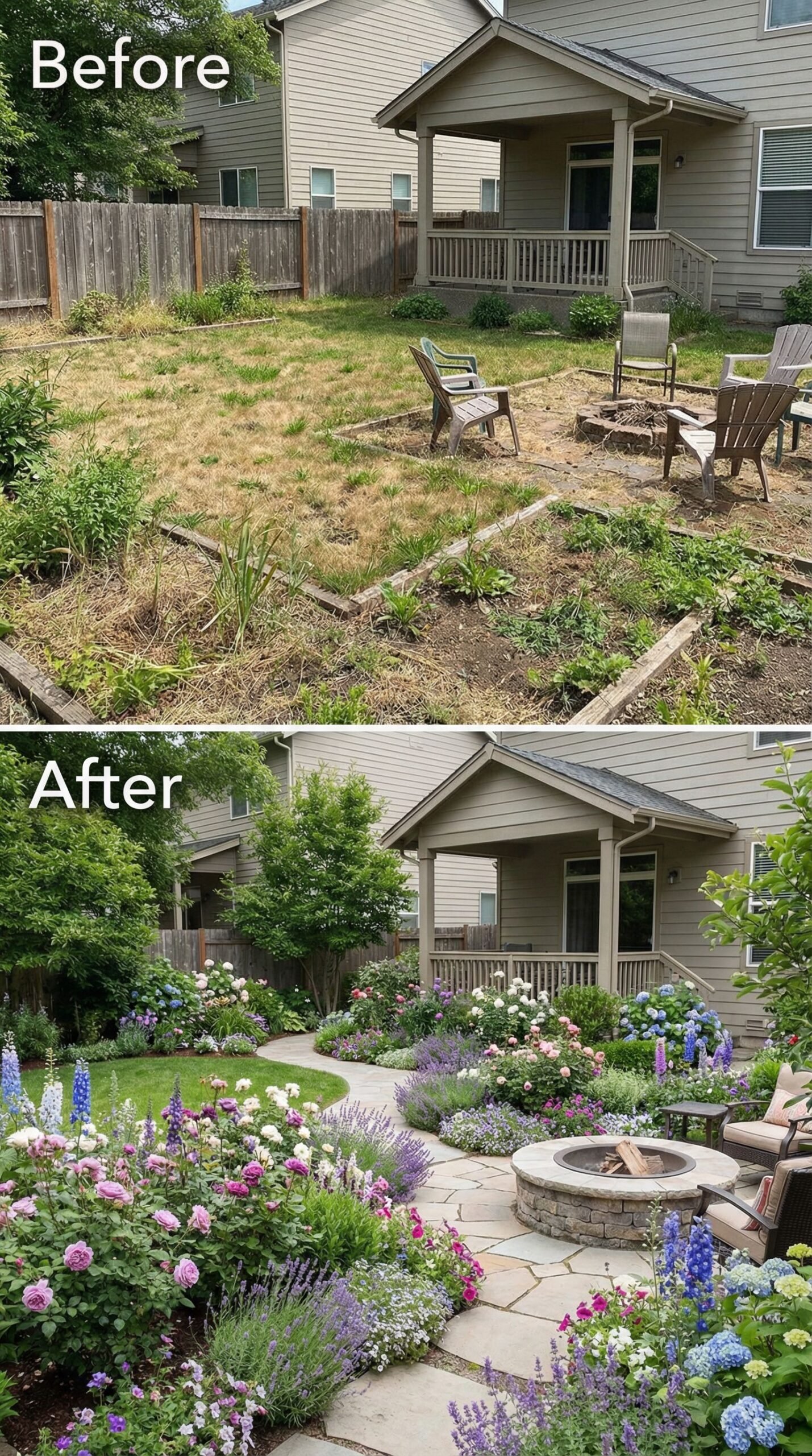 Patchy Backyard → Lush Native Pollinator Garden