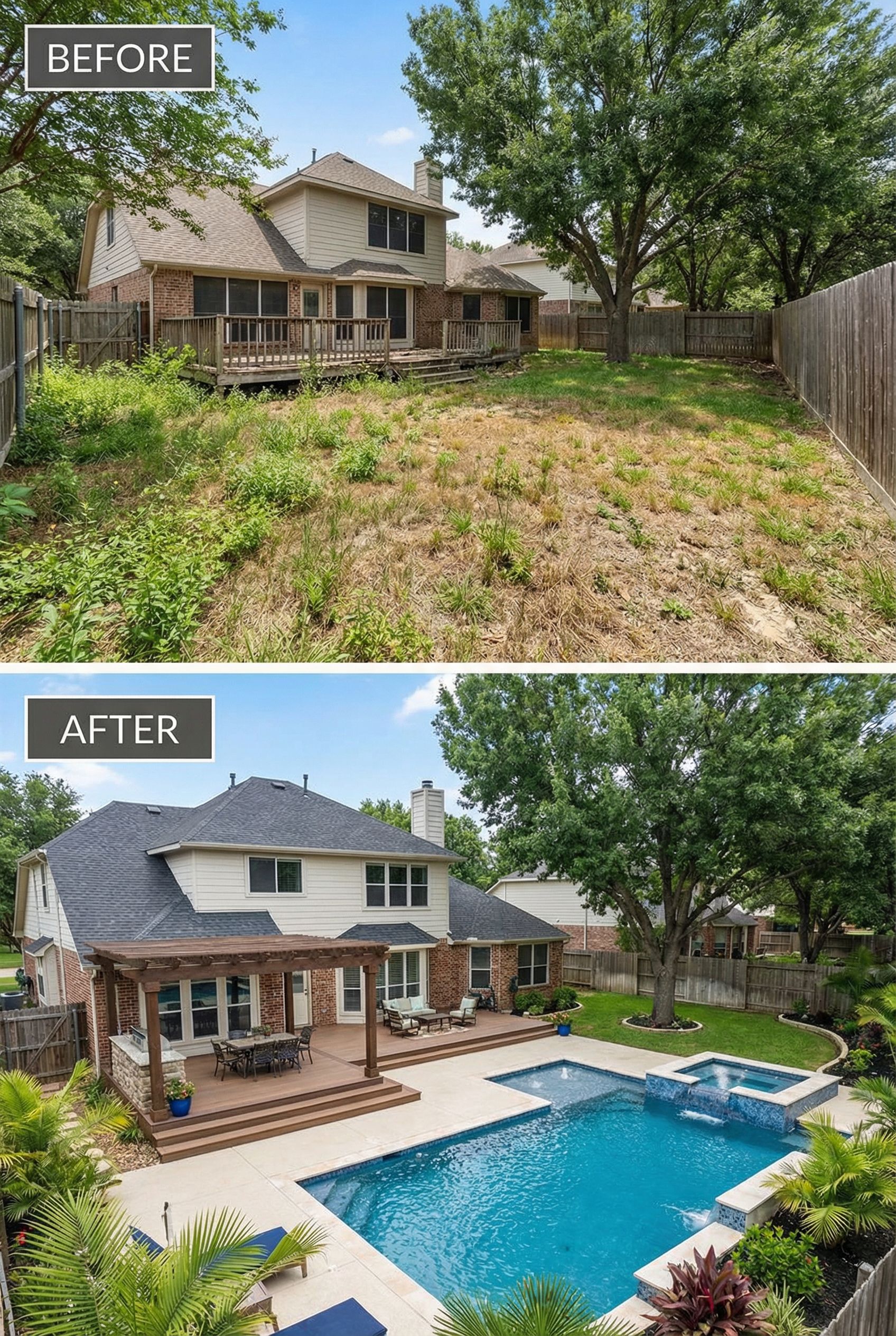 Patchy Brown Lawn → Vibrant Green Garden Paradise