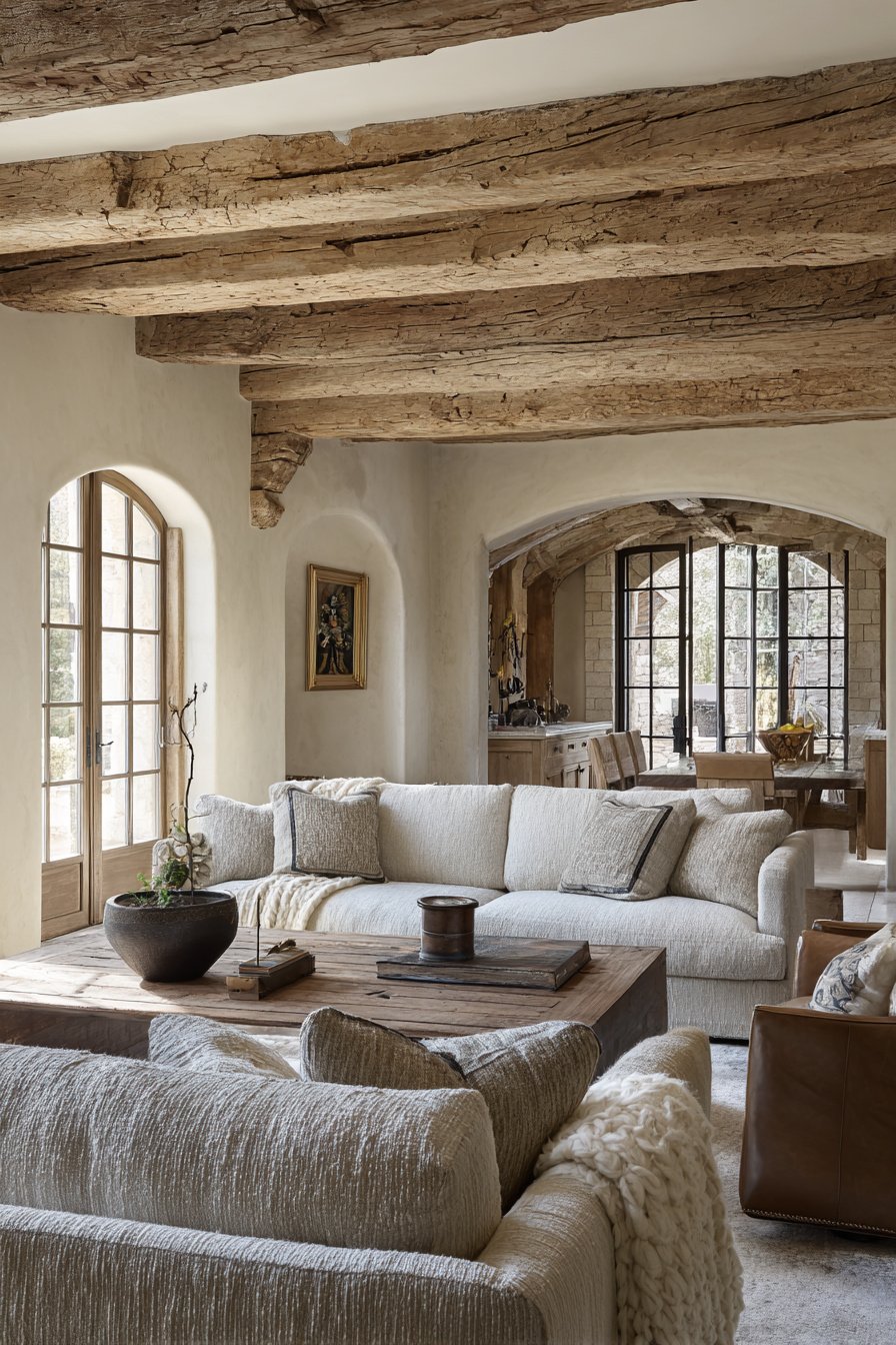 Photorealistic image of luxury French country living room, not open concept, $100,000+, refined rustic textures, creamy palette, classic layout - Image 2