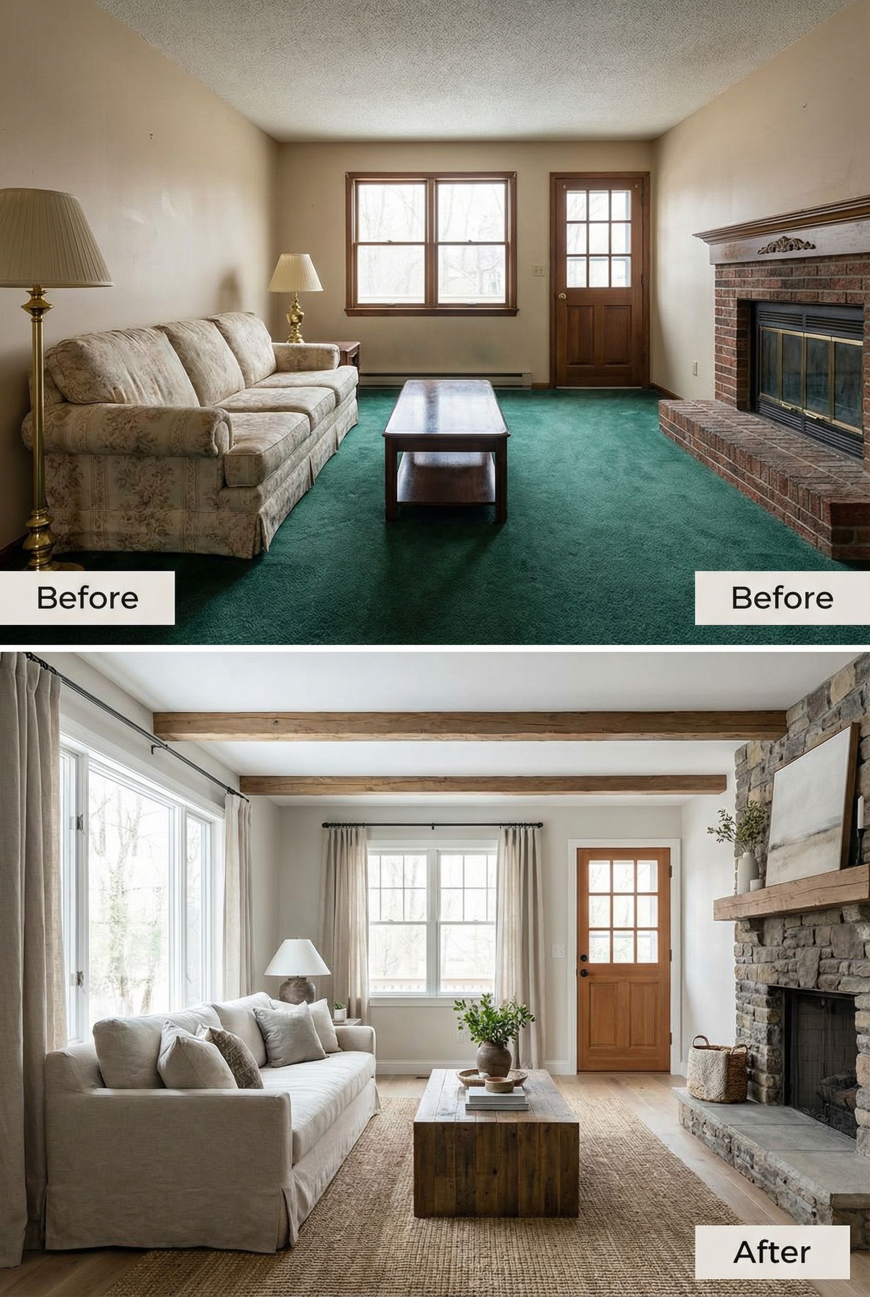 Plain Living Room Transformed into Cozy Neutral Space for $3,000