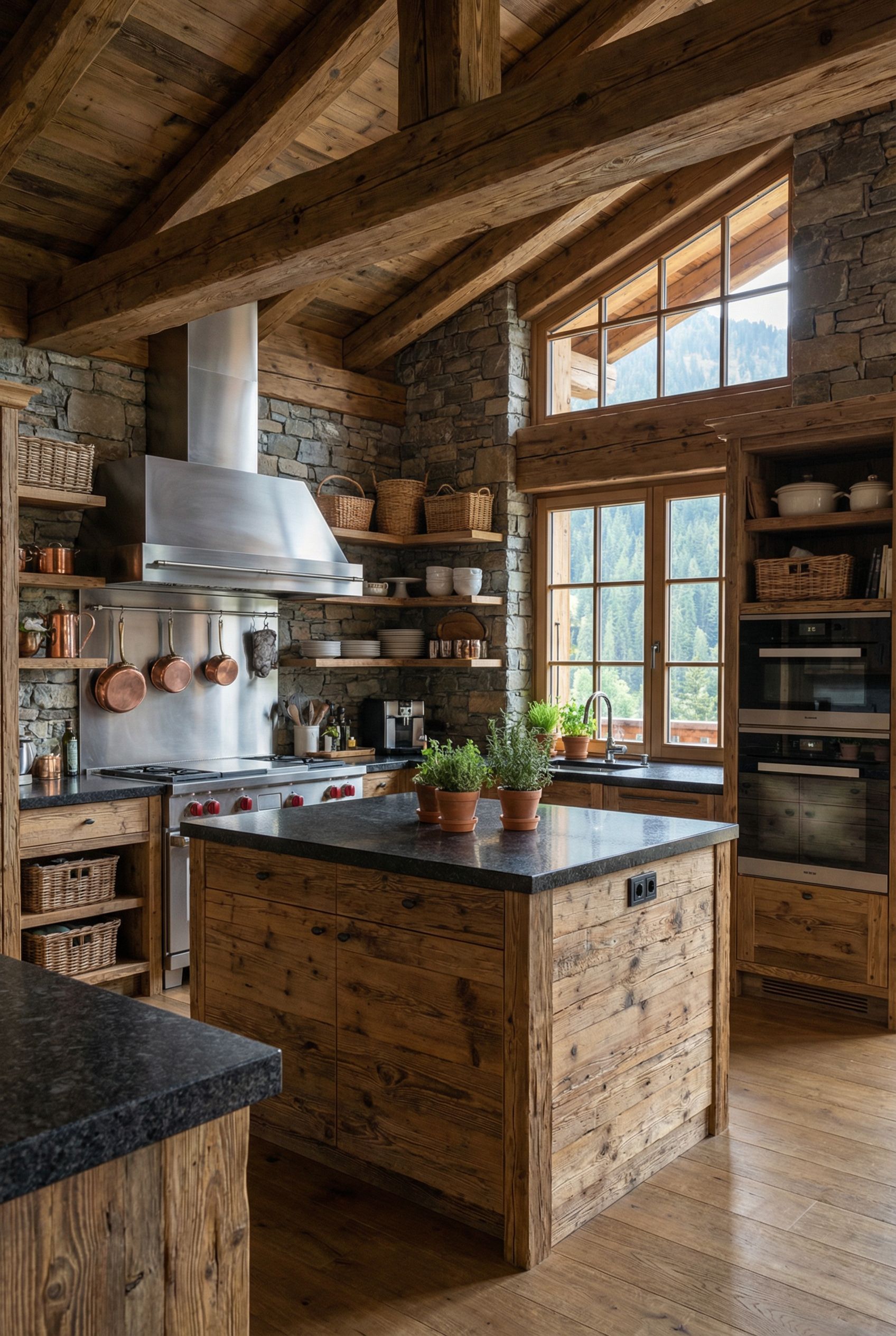 Rustic Luxury Kitchen Blending Modern and Traditional Elements