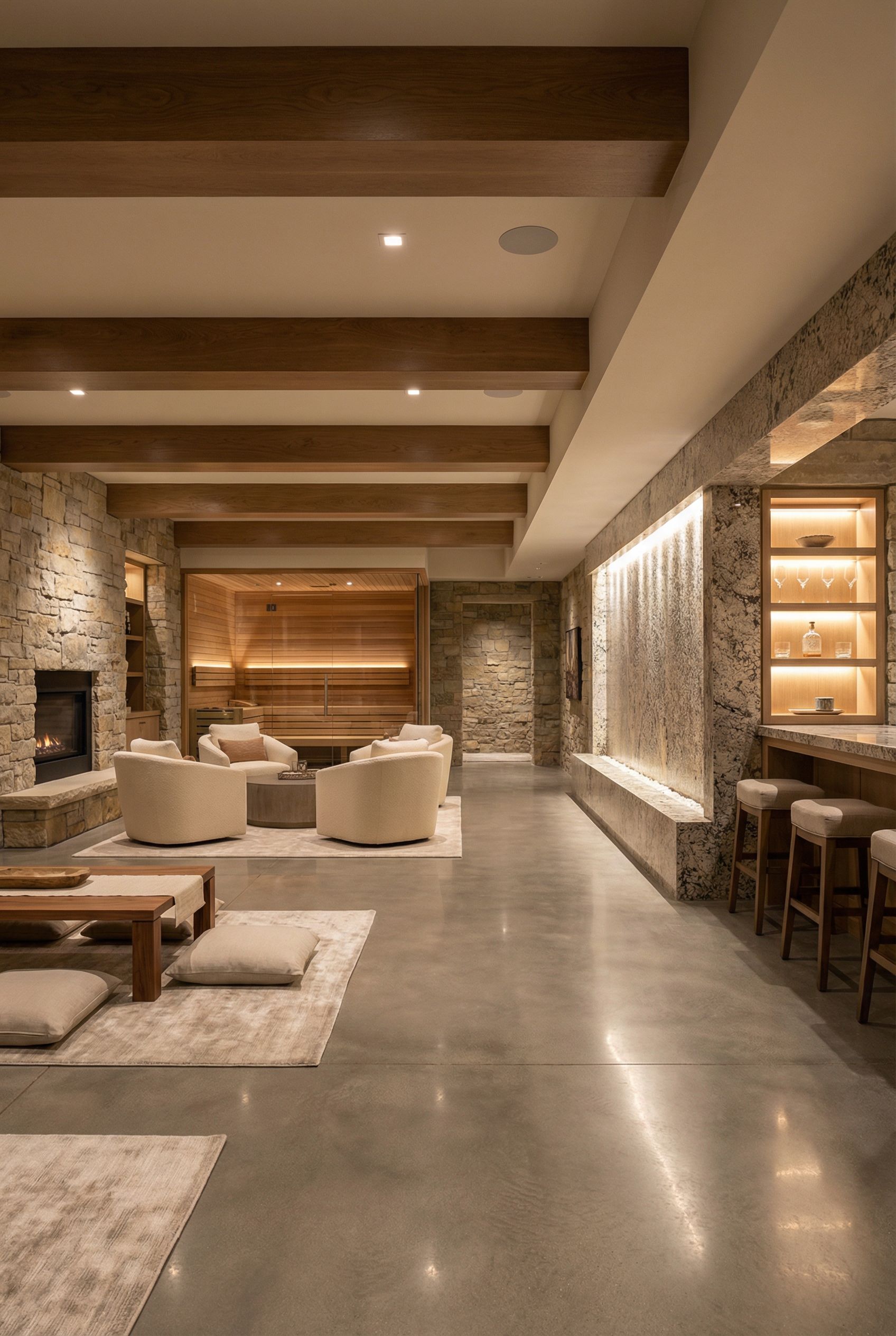 Spa-Inspired Luxury Open Concept Basement Retreat