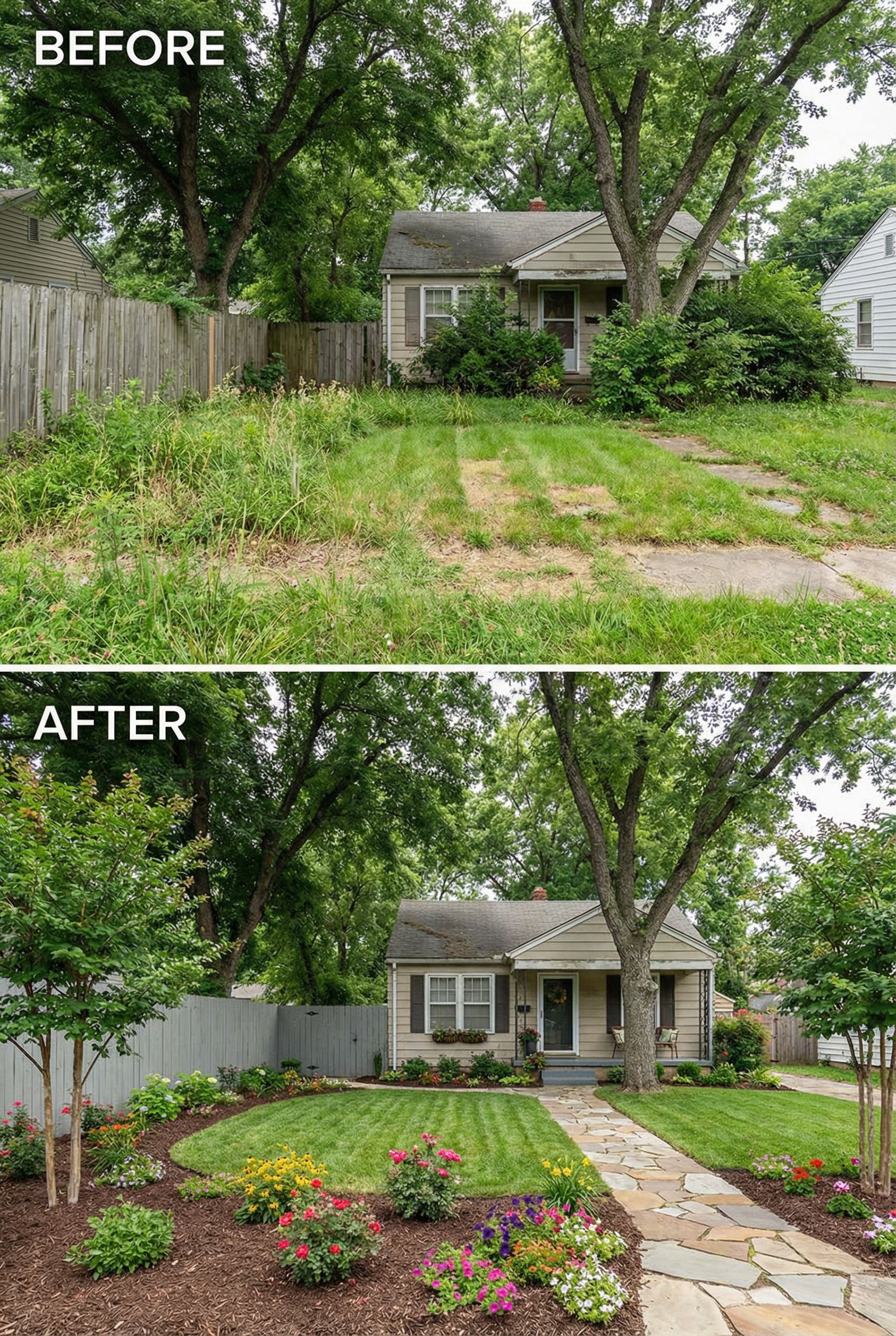 Steep Erosion Problem → Beautiful Retaining Wall Garden