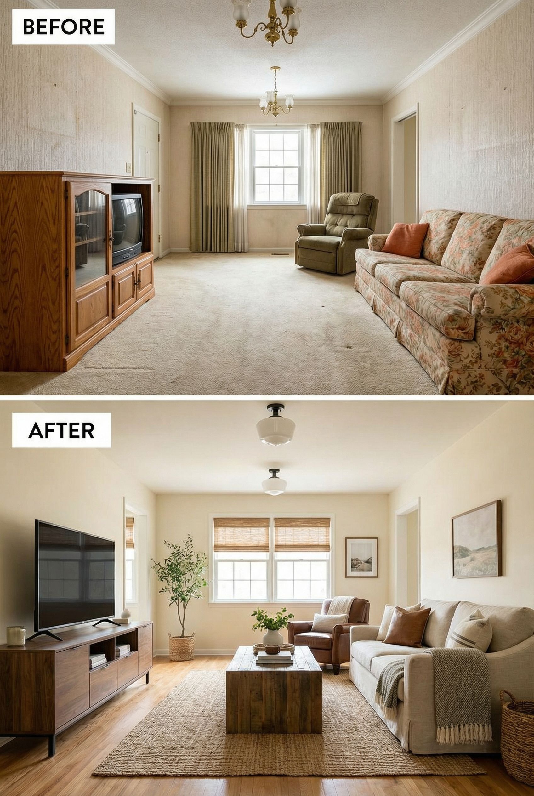 Transitional Living Room Refresh Done Beautifully for Under $3,000