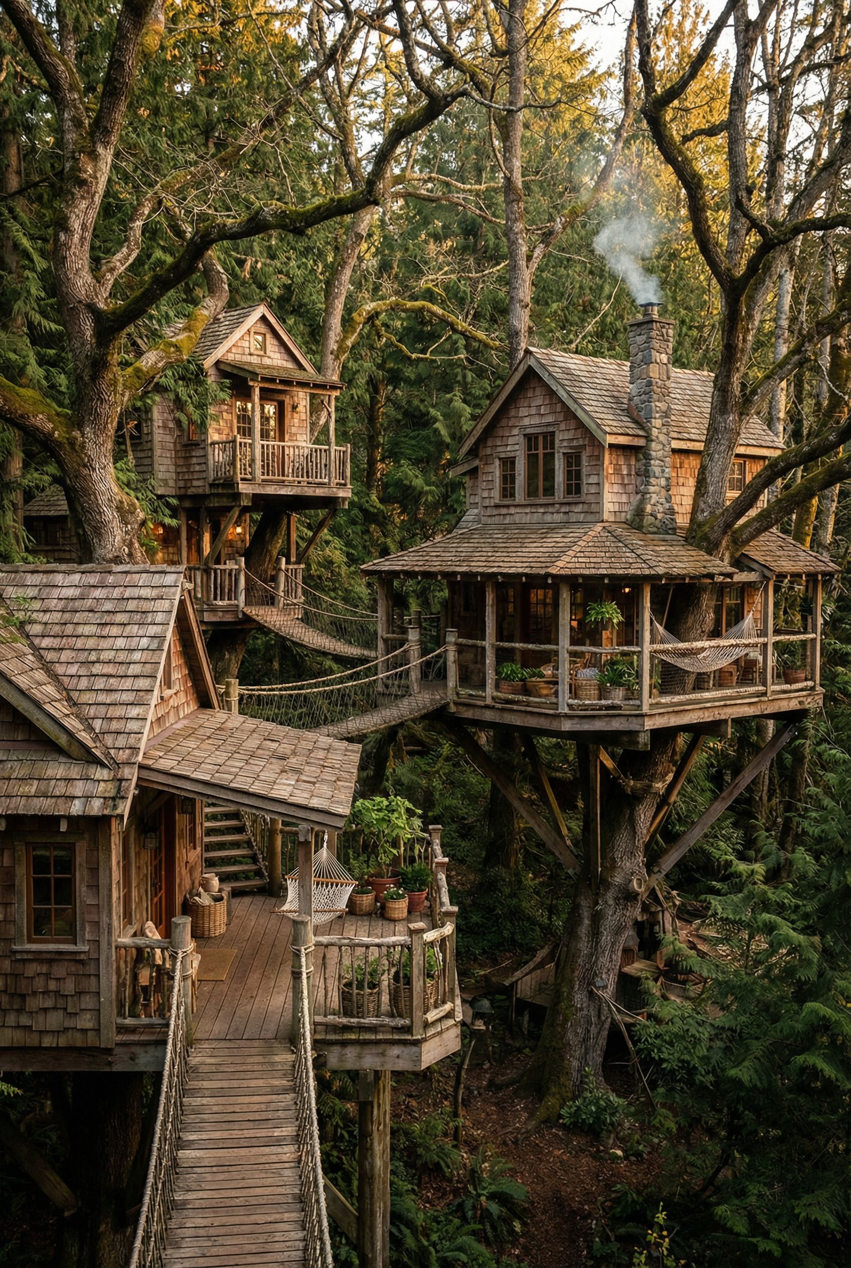 Tree House Village with Interconnected Platforms