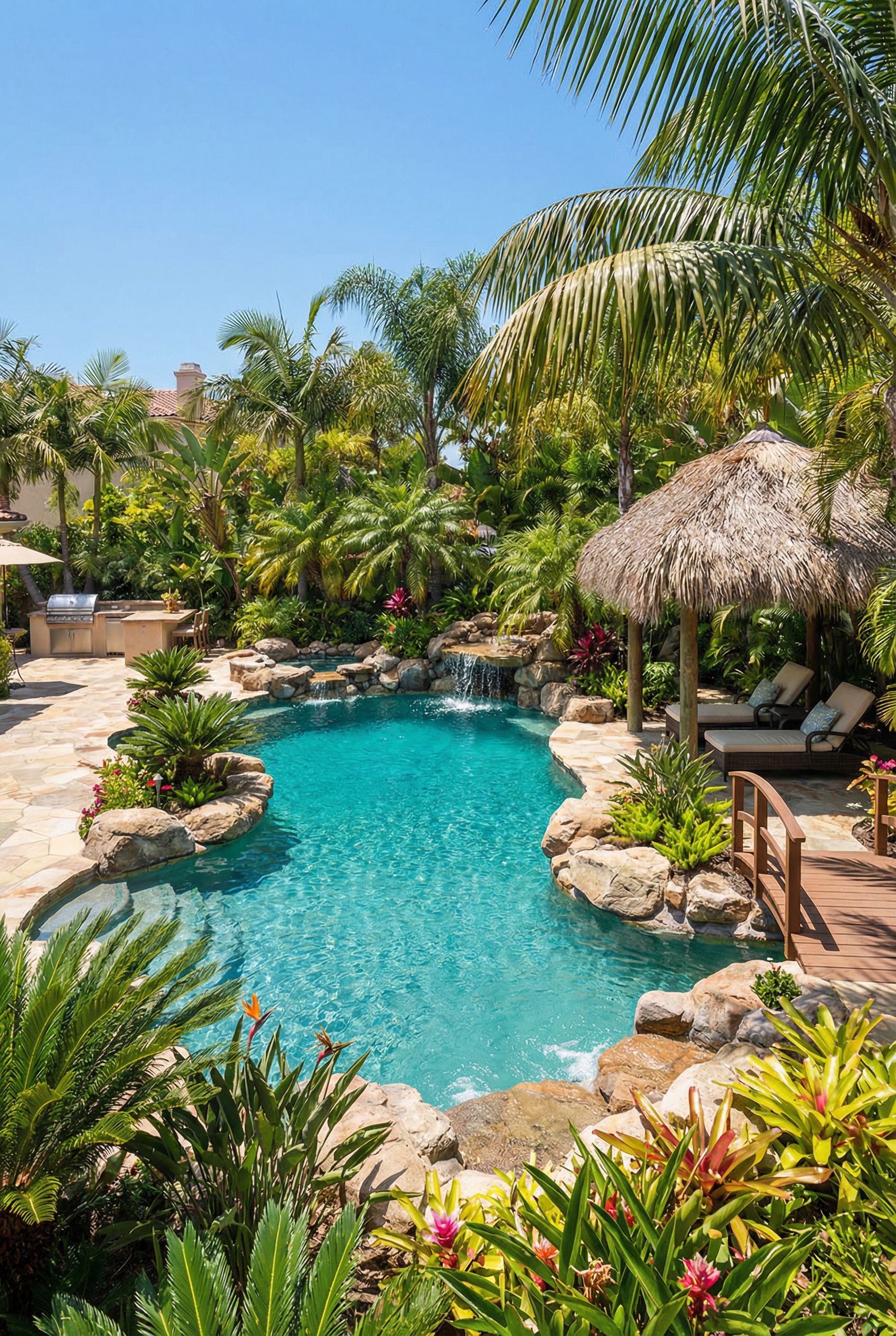 Tropical Paradise Luxury Backyard with Lagoon Pool