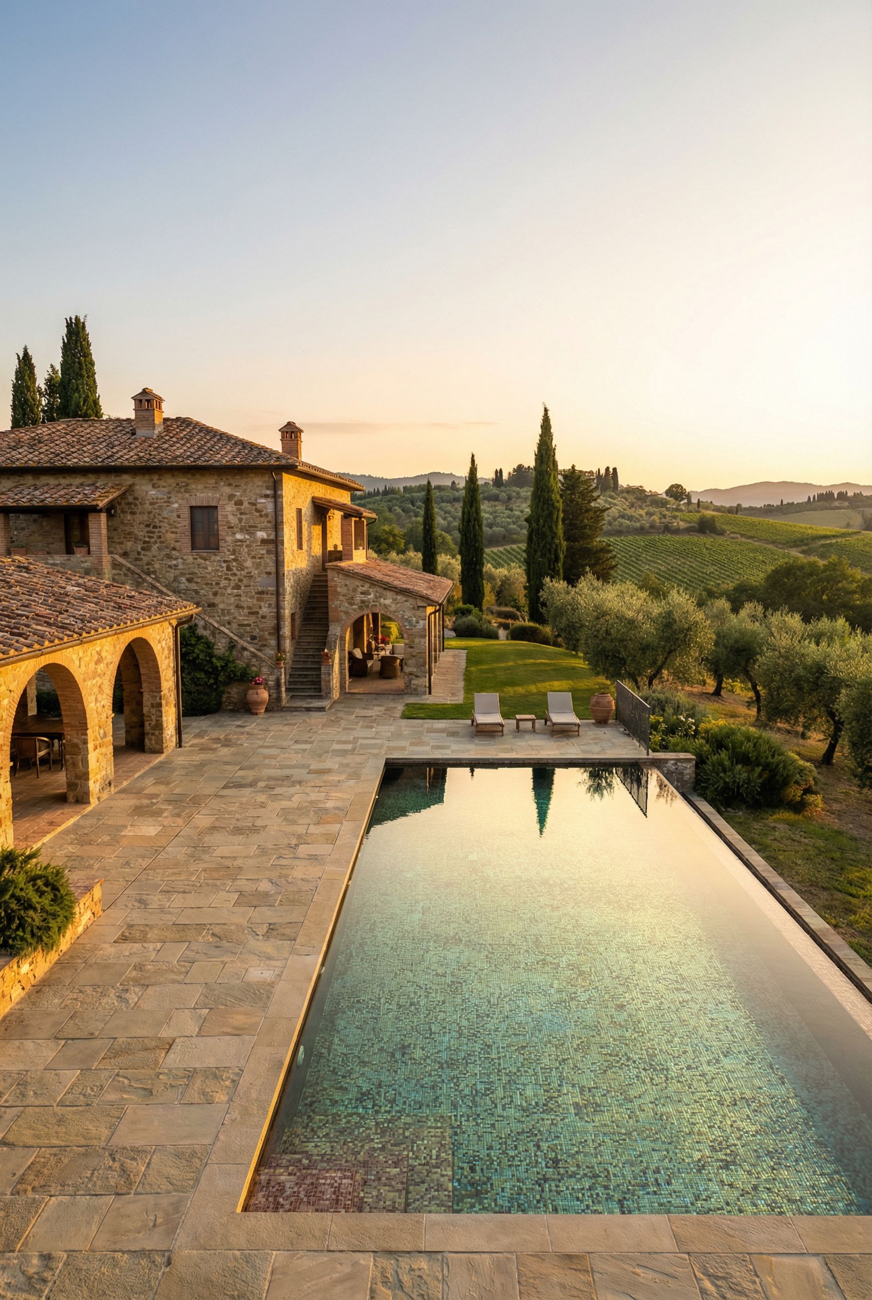 Tuscan Estate Luxury Backyard with Pool