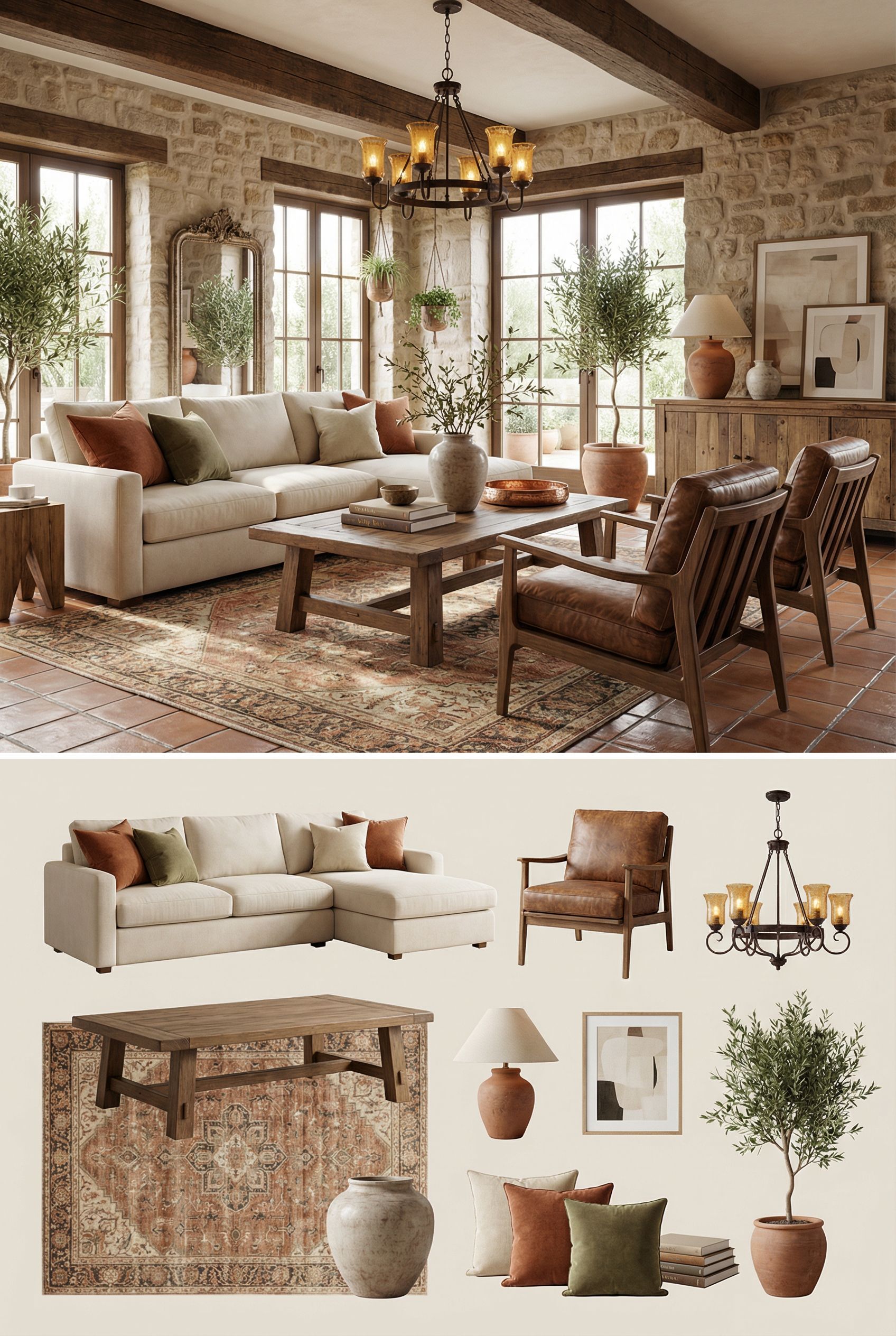 Tuscan-Inspired Chalet Room with Terracotta Accents