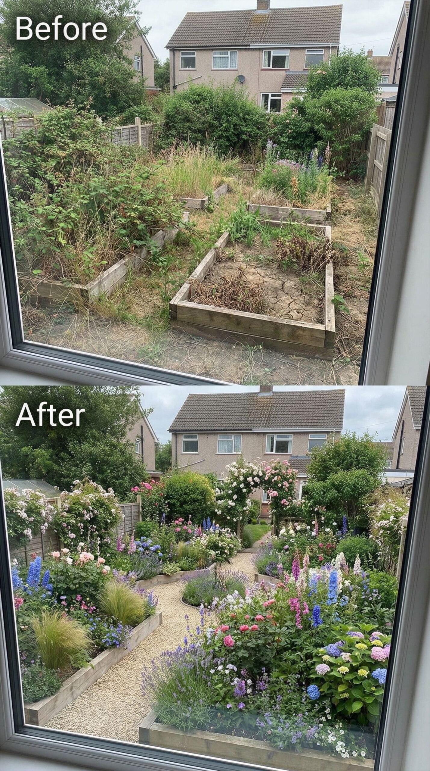 Weedy Garden Beds → Organized Raised Vegetable Garden