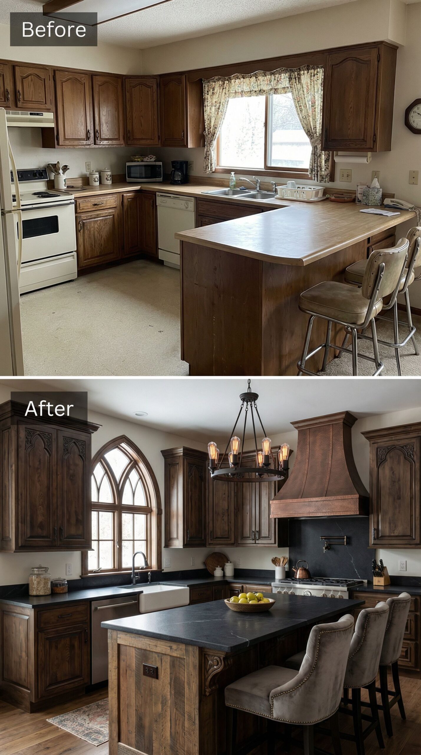 Worn Cabinet Kitchen → Fresh Painted Cottage Style