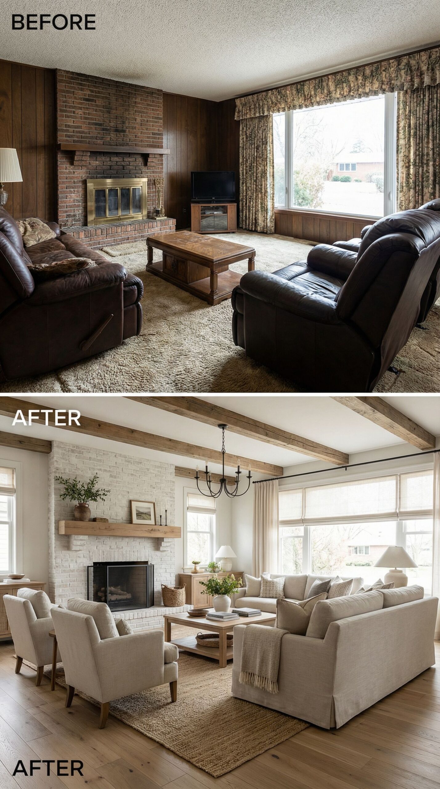 Worn Traditional Living Room → Fresh Rustic Elegance