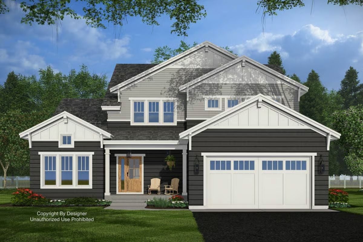 Craftsman-Style 4-Bedroom Home with Double Garage and Loft (Floor Plan)