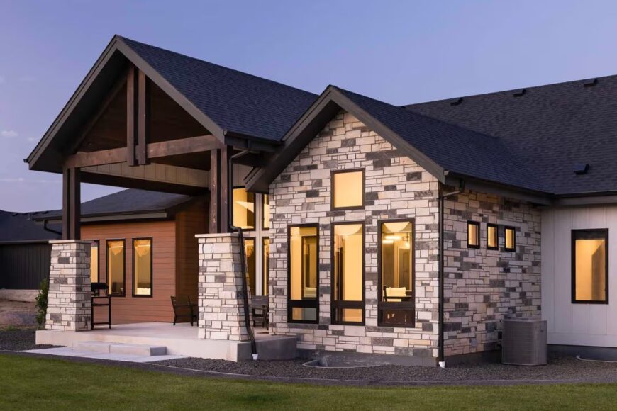 Transitional 4-Bedroom Ranch for a Sloped Lot with a Wet Bar (Floor ...
