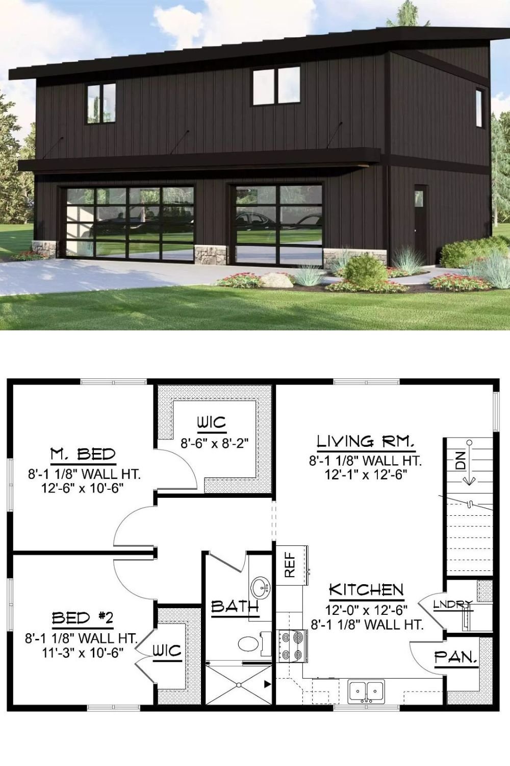 Modern-Style Charleston Creek Home with 2 Bedrooms and 3-Car Garage (Floor Plan)