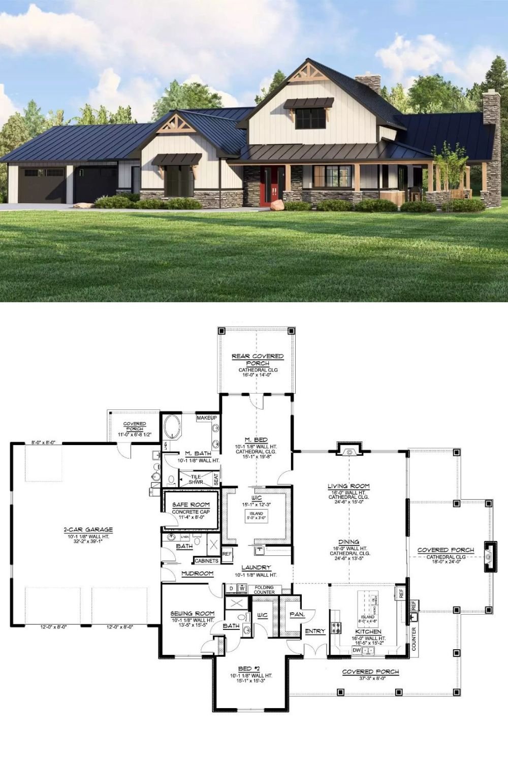 Ranch-Style 2-Bedroom Windward-Bluff with Wraparound Porch and Open-Concept Living (Floor Plan)