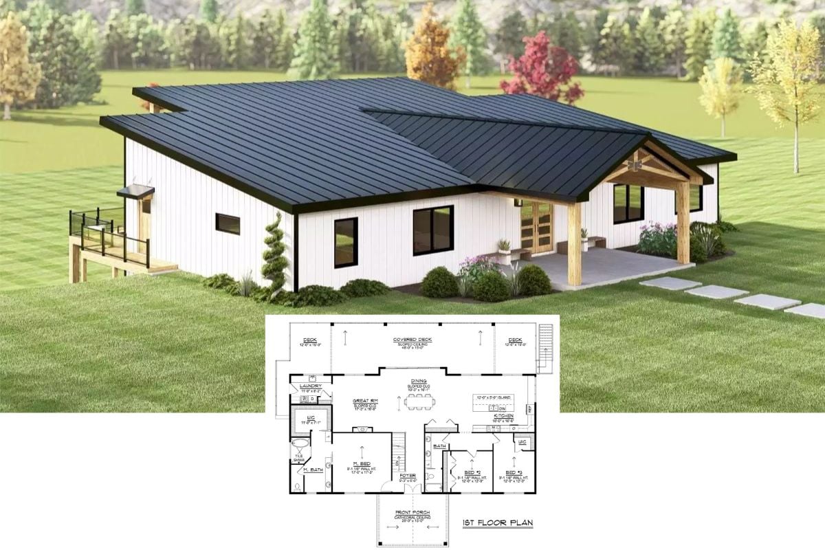 Briastone Overlook Lane 3-Bedroom Ranch with Open Living Space and Basement (Floor Plan)