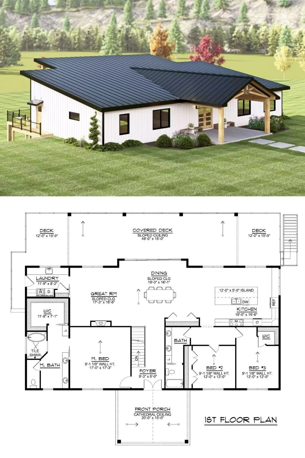 Briastone Overlook Lane 3-Bedroom Ranch with Open Living Space and Basement (Floor Plan)