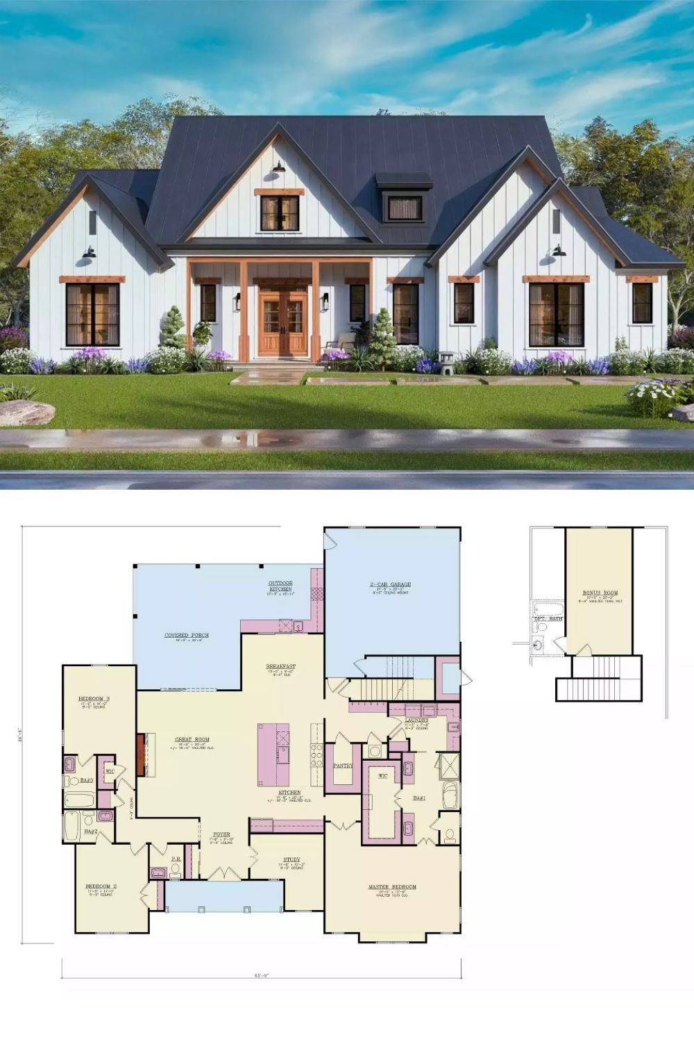 3-Bedroom Bridle Glen Avenue Farmhouse with Bonus Room and Open-Concept Living (Floor Plan)