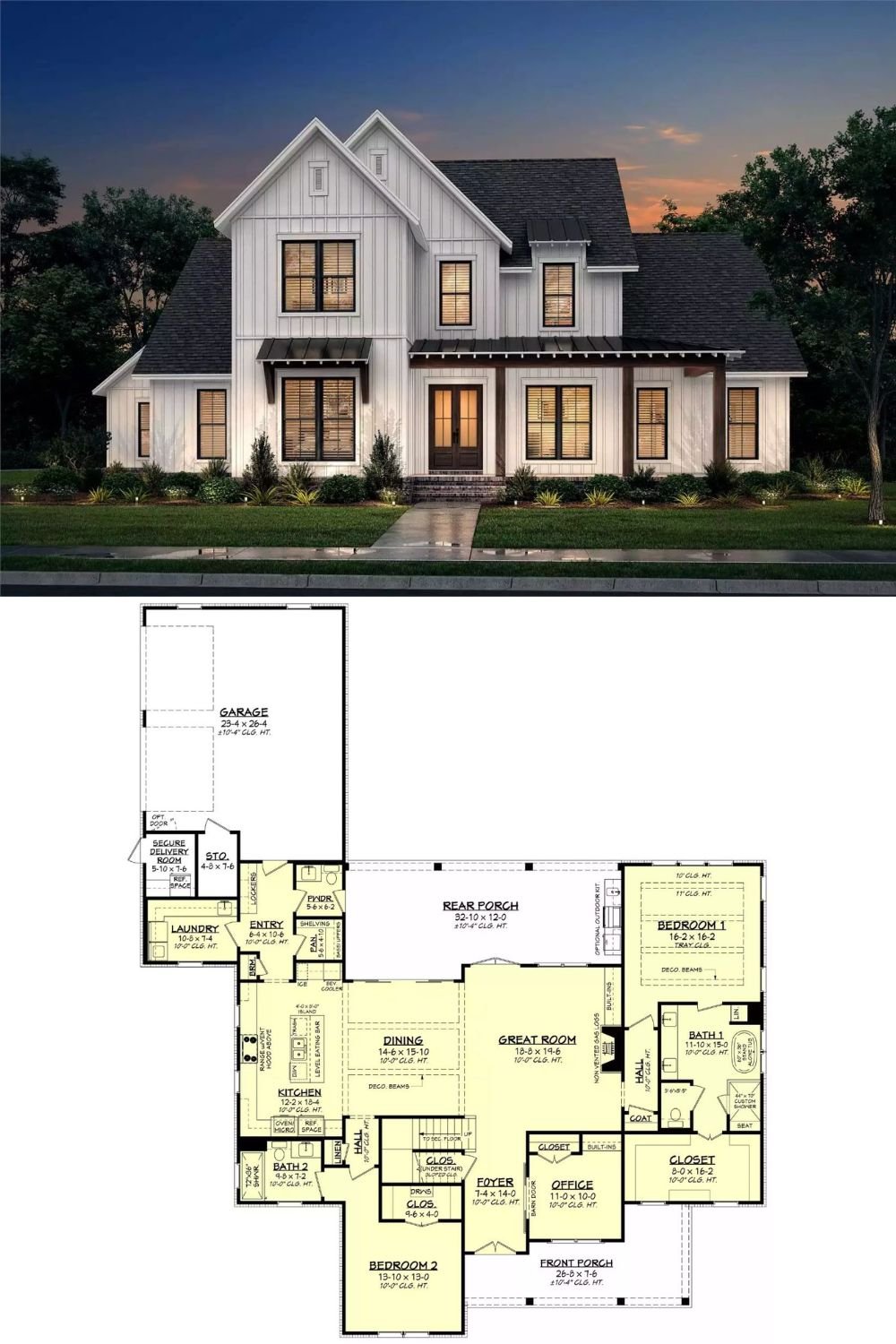 Burlington Springs Modern Farmhouse with Bonus Room and 4 Bedrooms (Floor Plan)