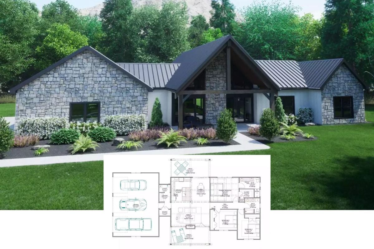 Ranch-Style 3-Bedroom Cedarbranch Way Home for a Corner Lot with Open-Concept Living (Floor Plan)