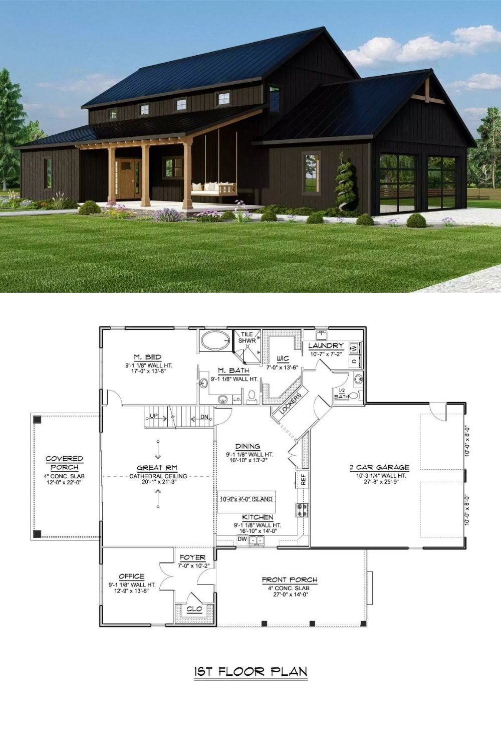 Clearfield Grove 3-Bedroom Country Home for a Sloped Lot with Loft and Wet Bar (Floor Plan)