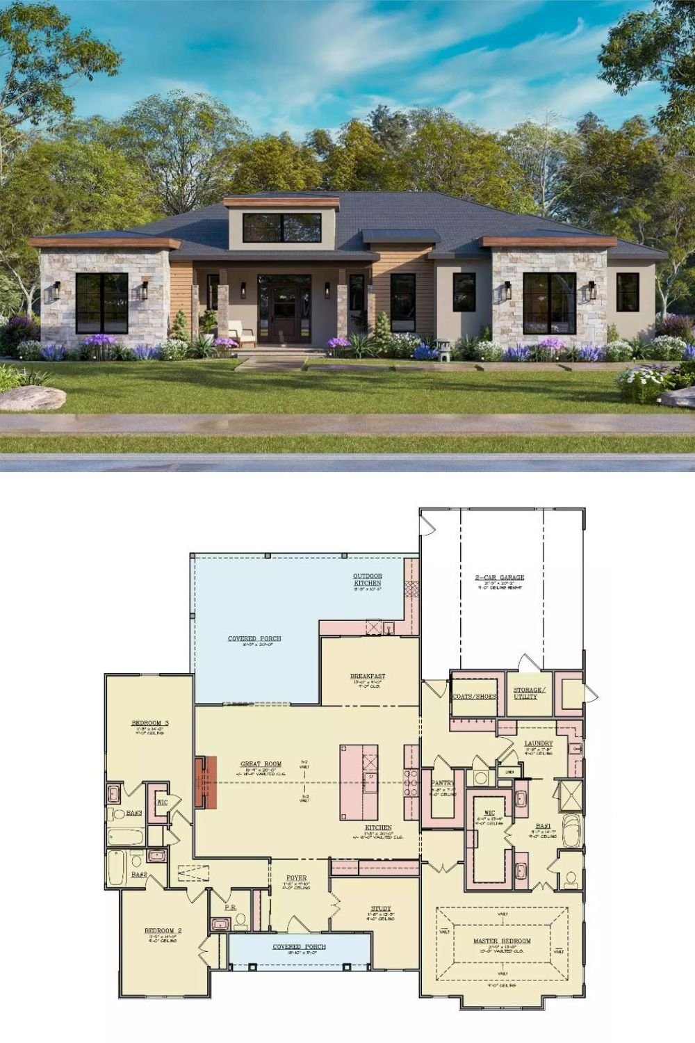 Contemporary-Style 3-Bedroom Berry Path with Open Living Space and Double Rear Garage (Floor Plan)