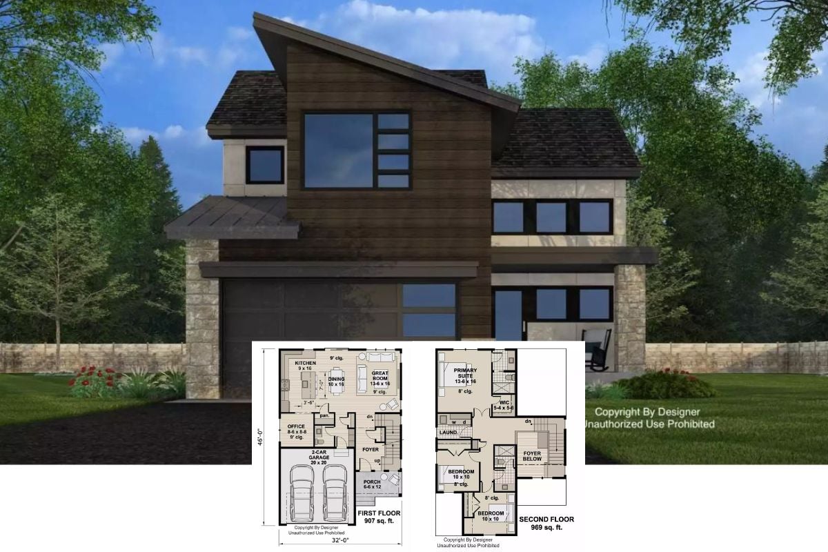 3-Bedroom Contemporary-Style Garnette Drive Home with Double Garage and Front Porch (Floor Plan)