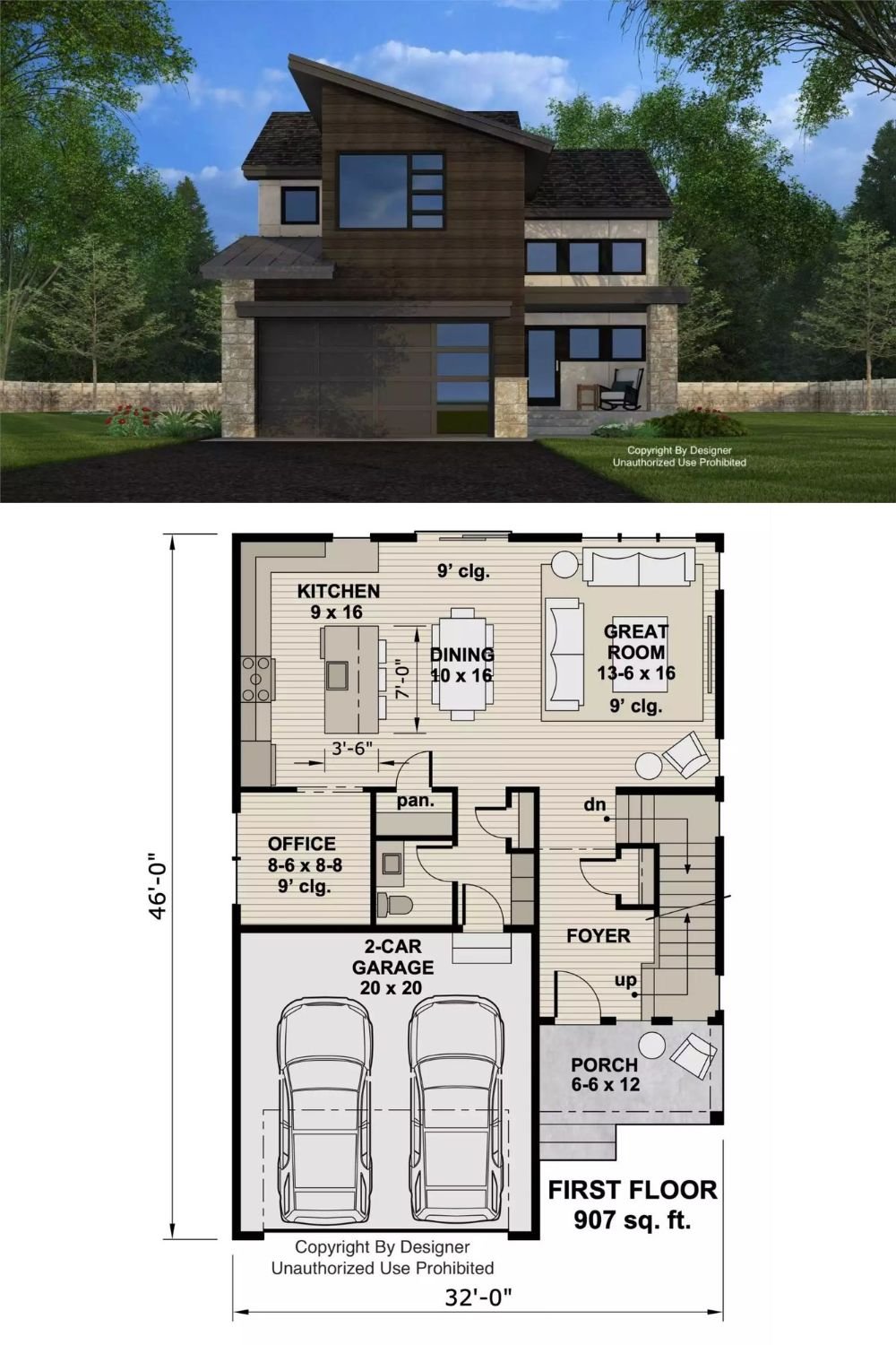 3-Bedroom Contemporary-Style Garnette Drive Home with Double Garage and Front Porch (Floor Plan)