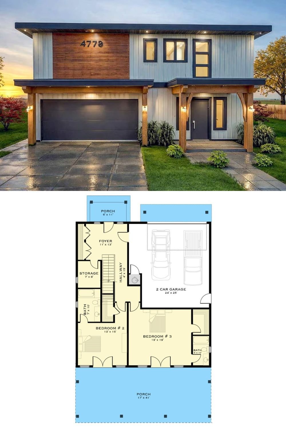 Contemporary 3-Bedroom Modern Home with Double Garage and Open-Concept Living (Floor Plan)