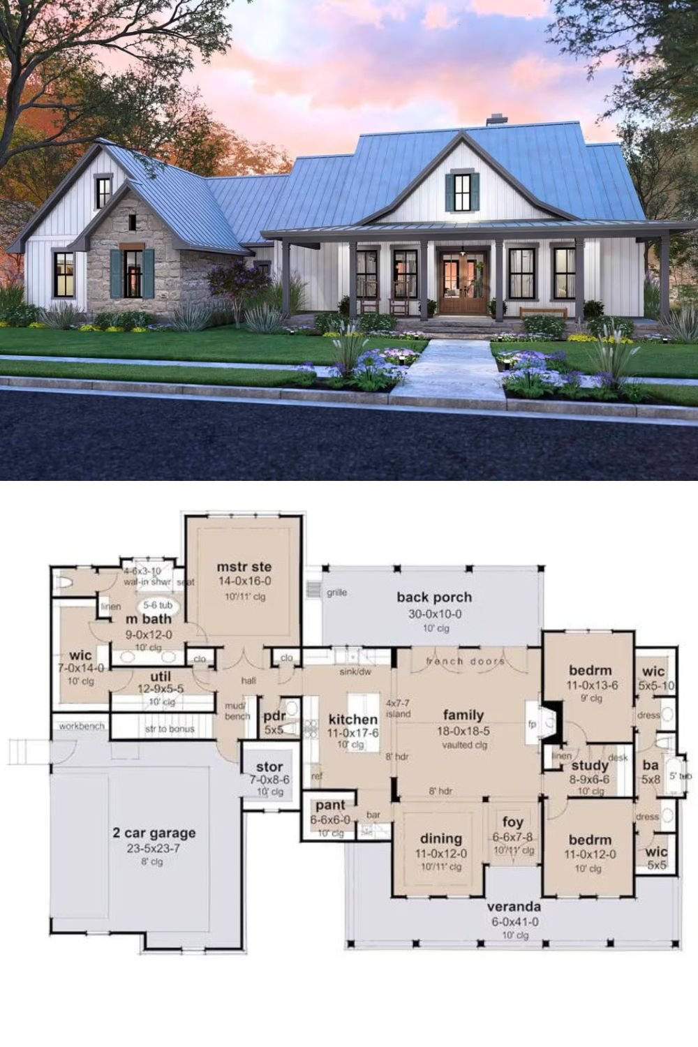 Country-Style 3-Bedroom Home with Jack & Jill Bath and Bonus Room (Floor Plan)
