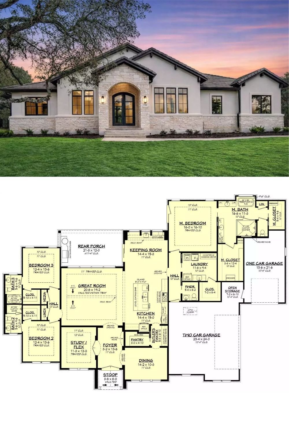 3-Bedroom European-Style Arronvale Home with 3-Car Garage and Open-Concept Living (Floor Plan)