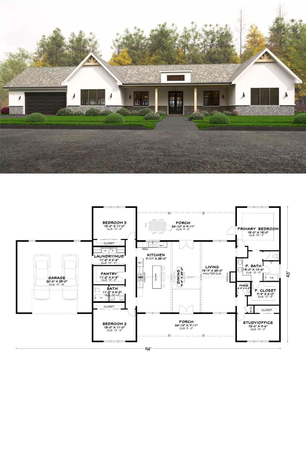 Ranch-Style Foxmere Row Home with 3 Bedrooms and Open-Concept Living (Floor Plan)