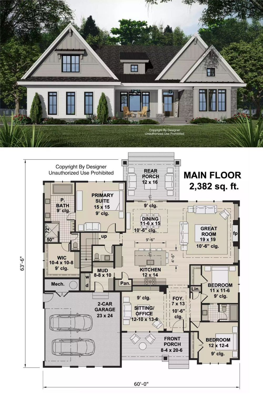3-Bedroom Golden Prairie Farmhouse with Jack & Jill Bath and Bonus Room (Floor Plan)