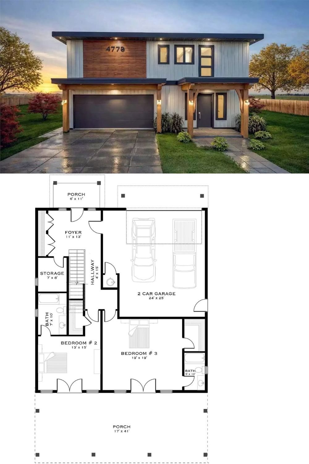 Fieldstone Way 3-Bedroom Contemporary Home with Covered Patio and Open-Concept Living (Floor Plan)