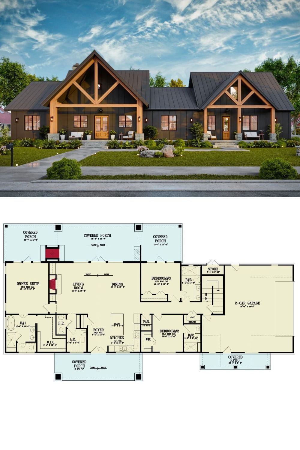 Haystack IV 3-Bedroom Modern Farmhouse with Bonus Room and Lower Level Expansion (Floor Plan)