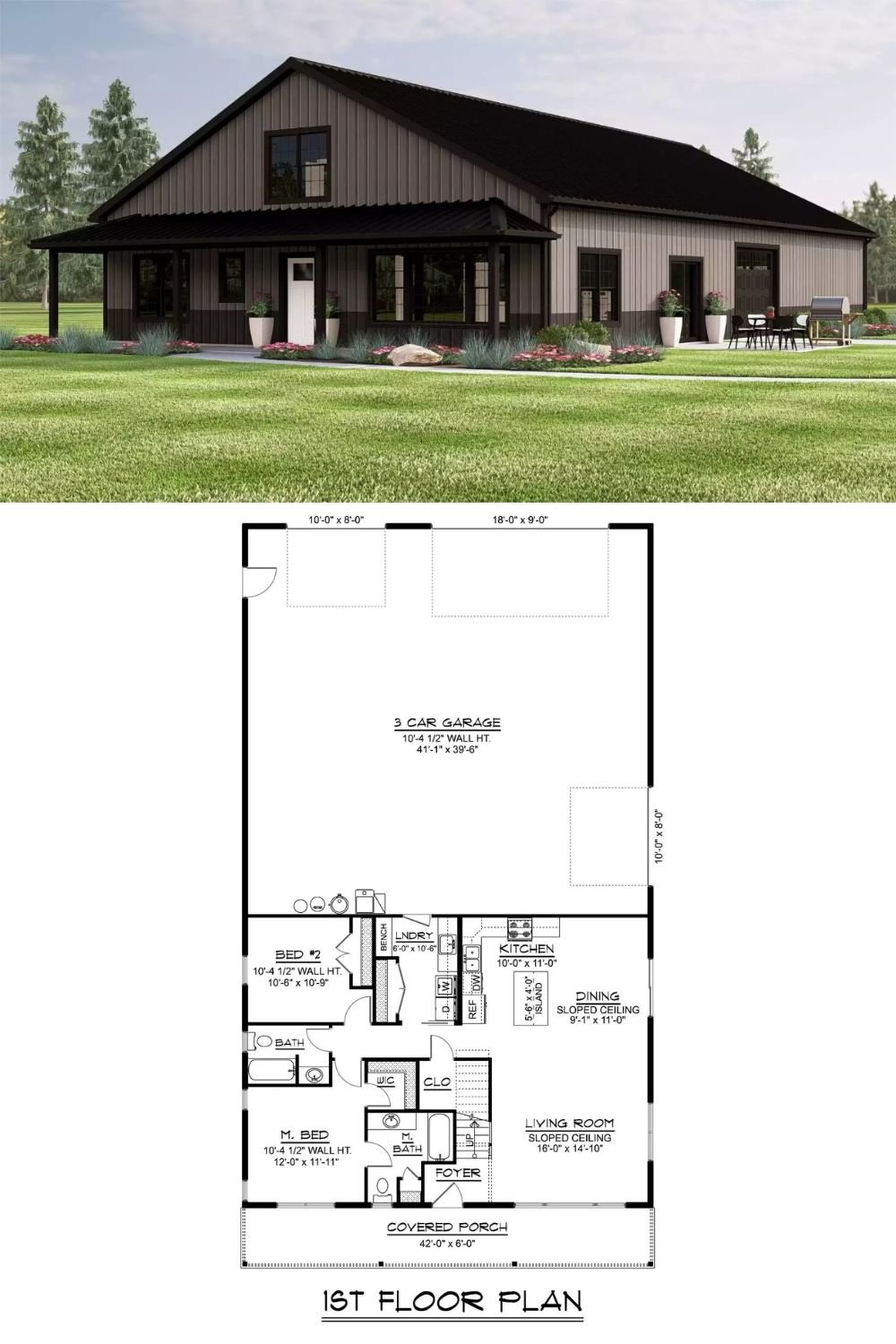 Farmhouse-Style 3-Bedroom Highcliff Vista Way Home with Front Porch and Loft (Floor Plan)