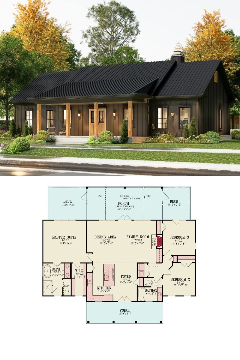 Laurel Hill Farmhouse with 3 Bedrooms and Open-Concept Living (Floor Plan)