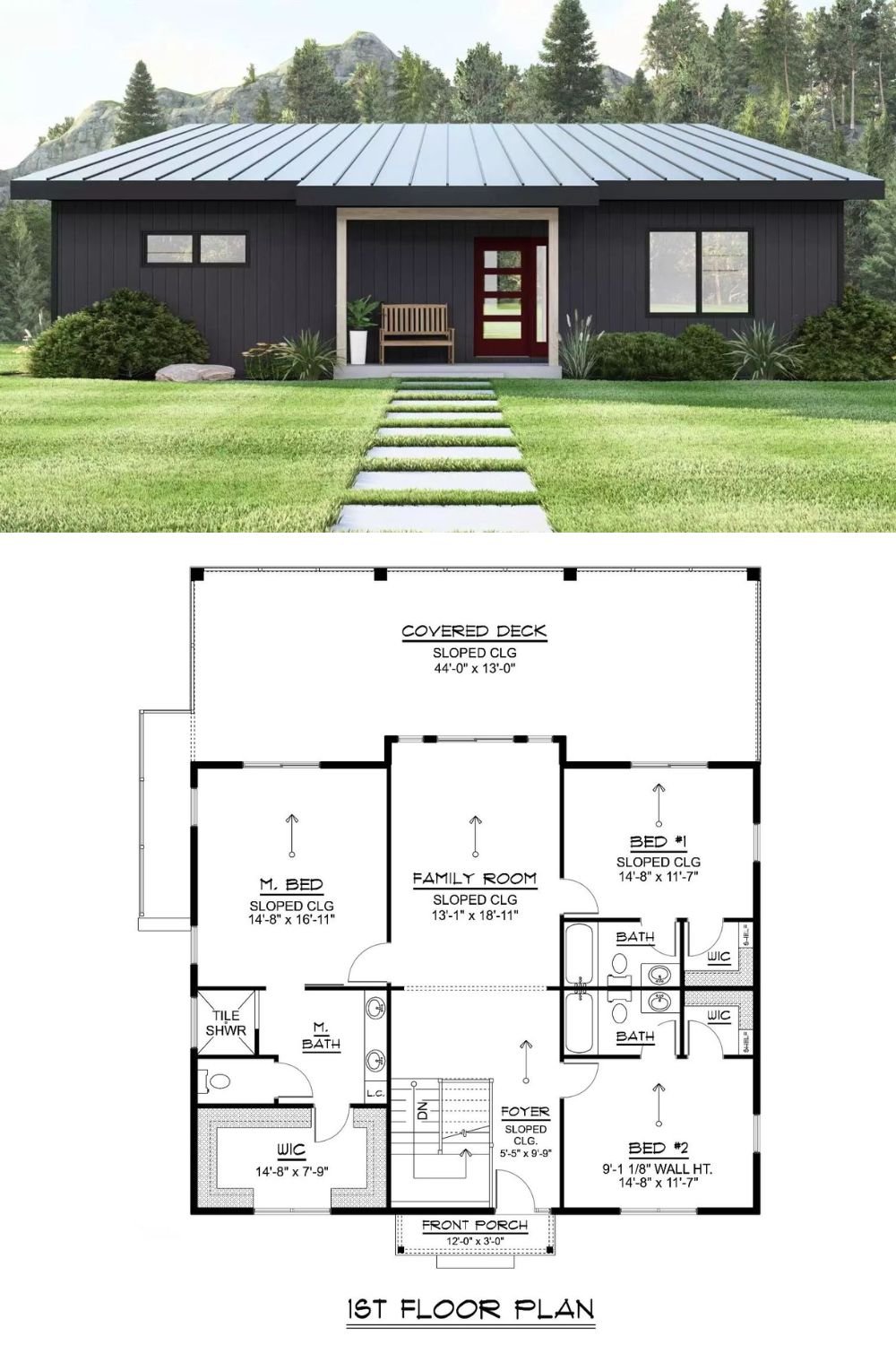 3-Bedroom Maplecrest Terrace Ranch with Covered Deck and Walkout Basement (Floor Plan)