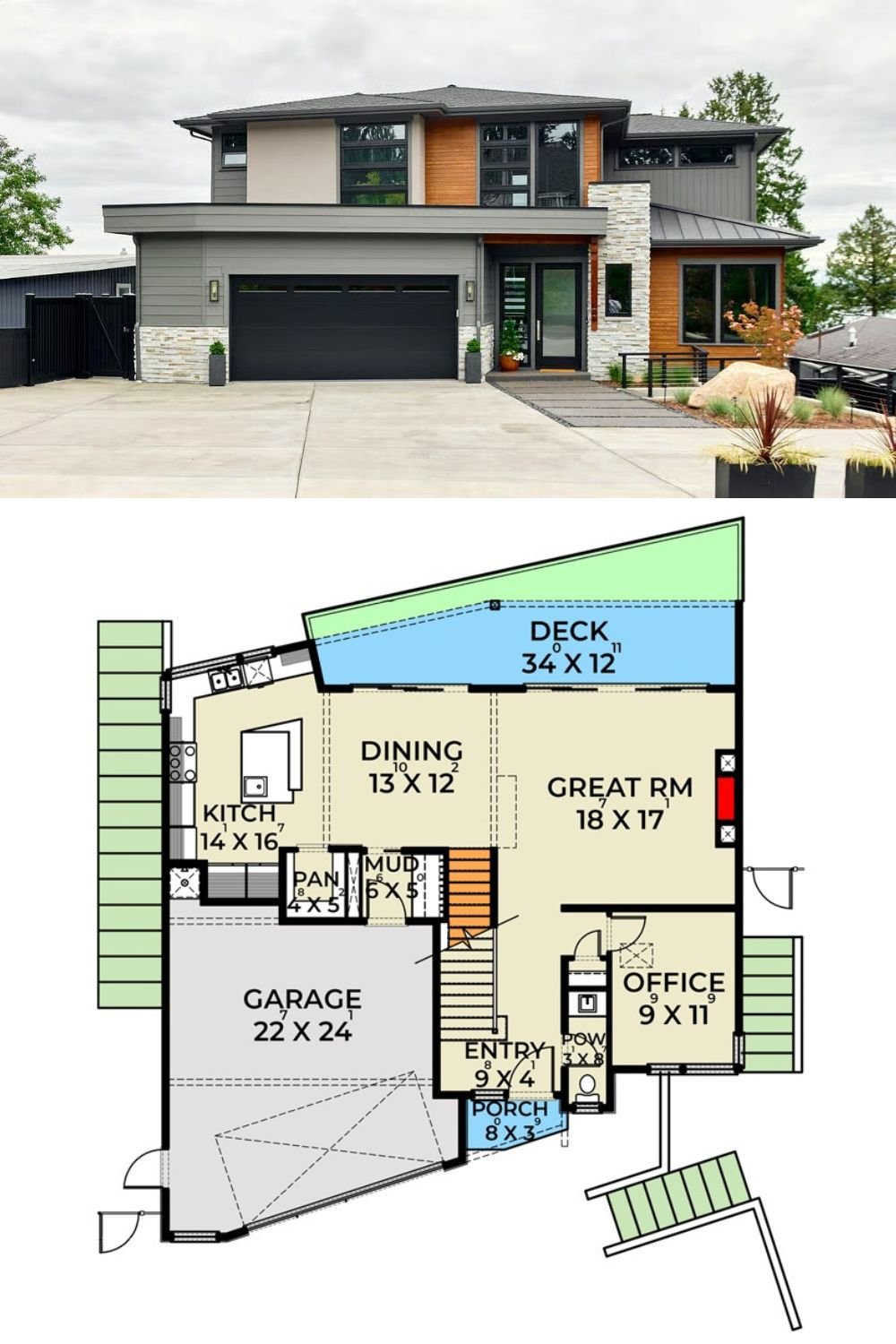 Northwest 3-Bedroom Modern Home with Balcony and Covered Patio (Floor Plan)
