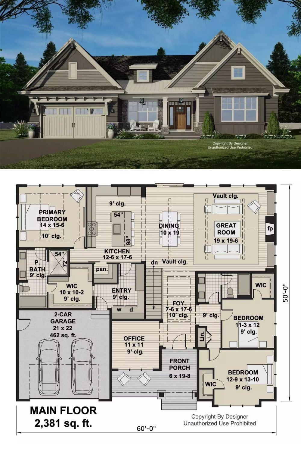 Richmond Drive 3-Bedroom Ranch with Front Porch and Open-Concept Living (Floor Plan)