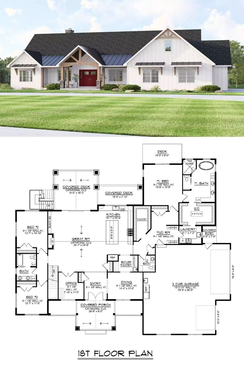 Willow Overlook Lane 3-Bedroom Ranch with 3-Car Garage and Walkout Basement (Floor Plan)