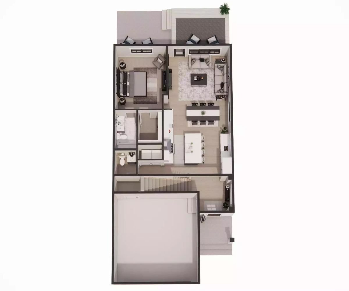 3D Main Level Floor Plan