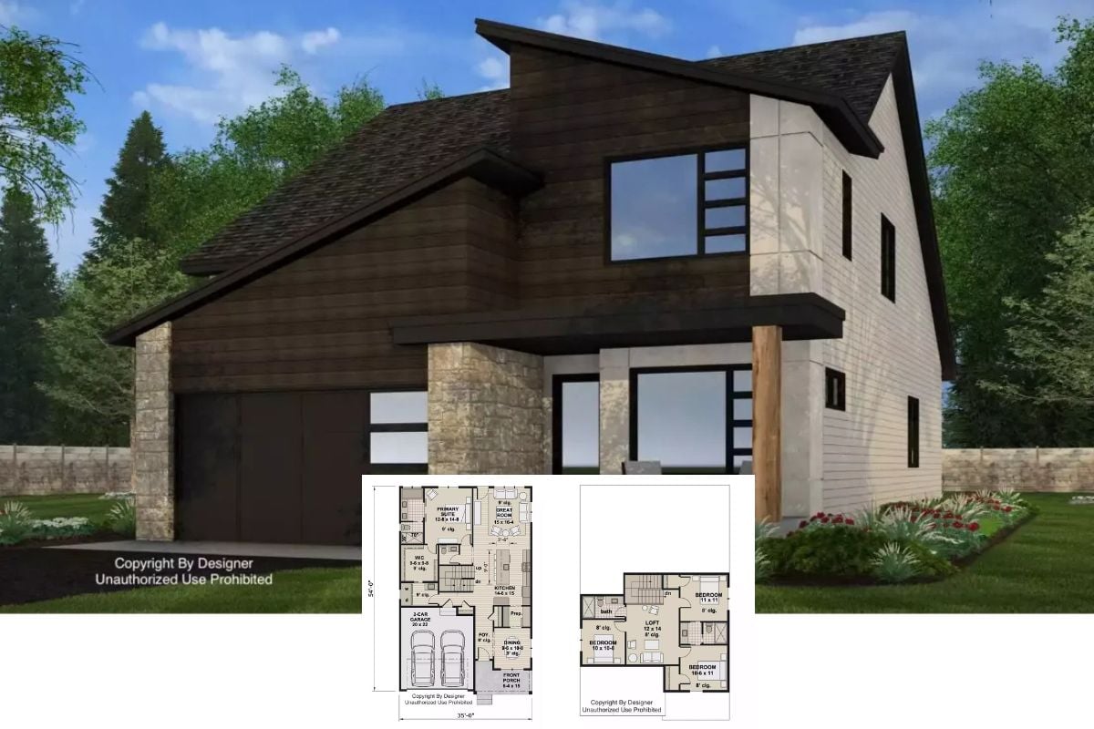 Contemporary-Style 4-Bedroom Arcadia Home with 2-Car Garage and Loft (Floor Plan)