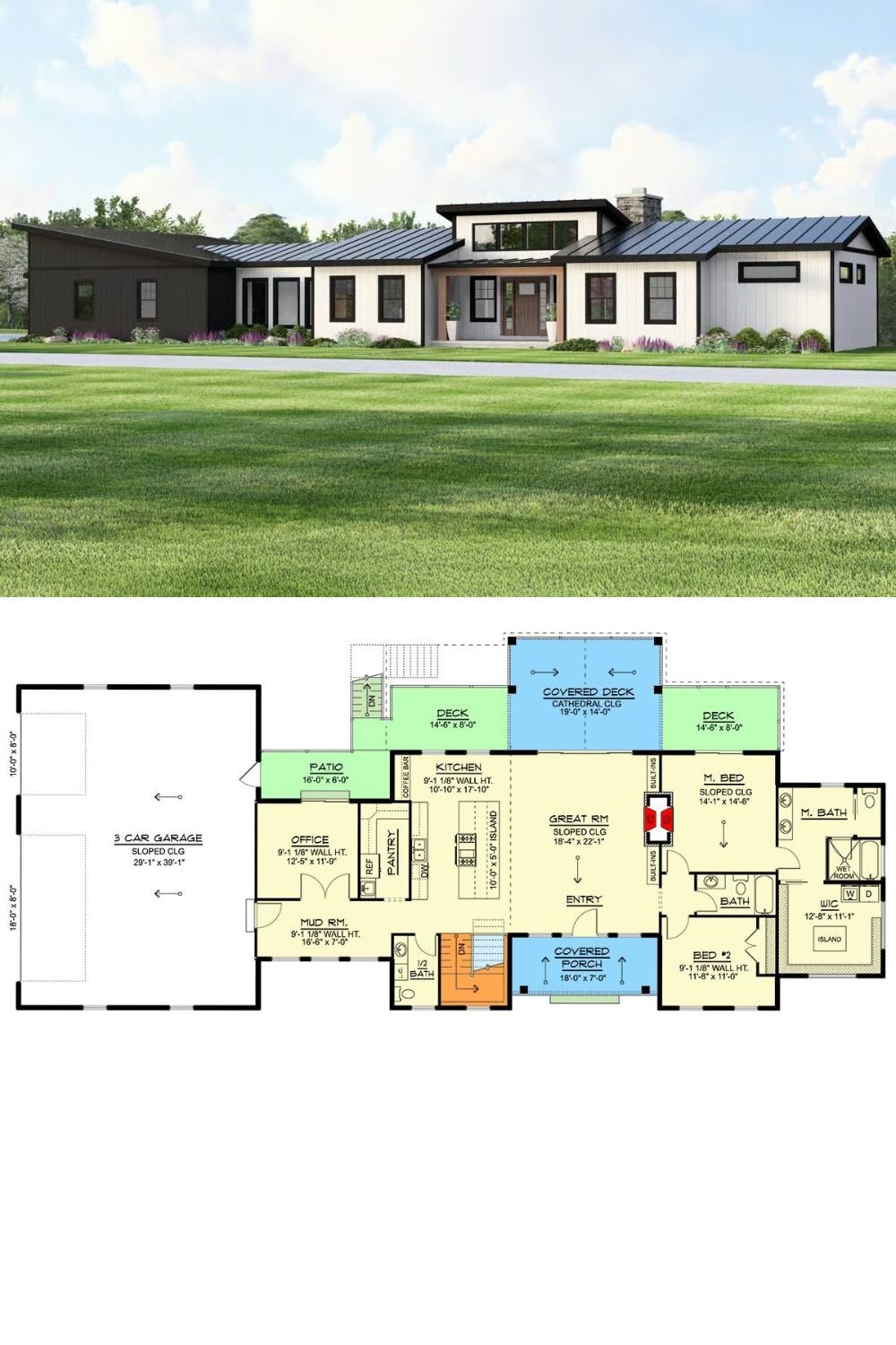 Contemporary 4-Bedroom Modern Ranch with 3-Car Garage and Lower Level Expansion (Floor Plan)
